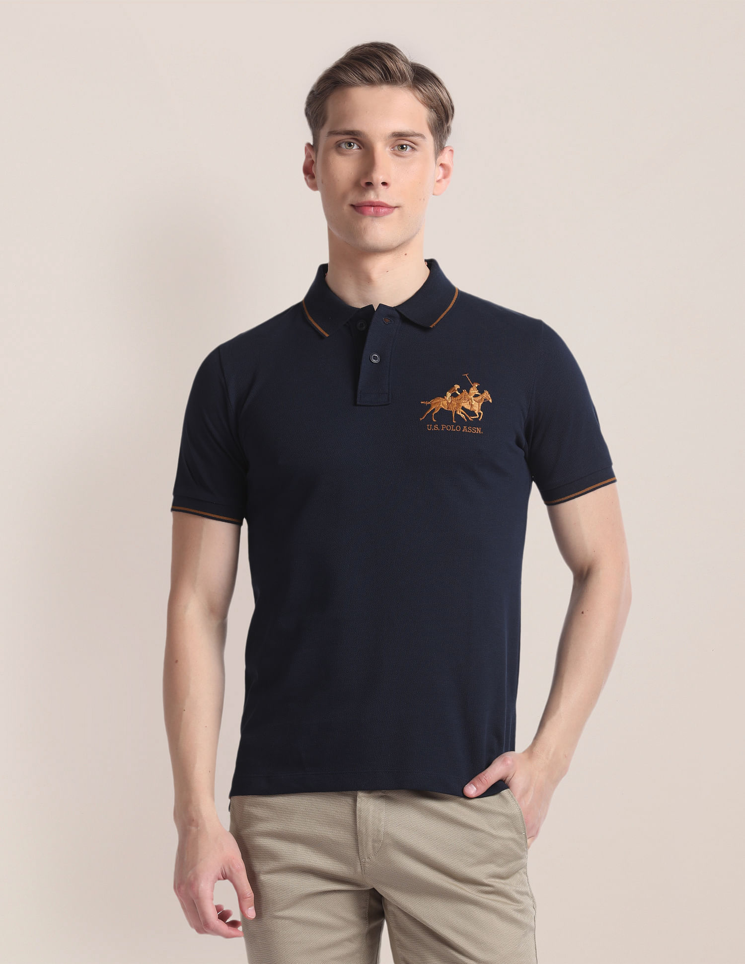U.S. Polo Assn. Brand Embroidered Slim Polo Shirt