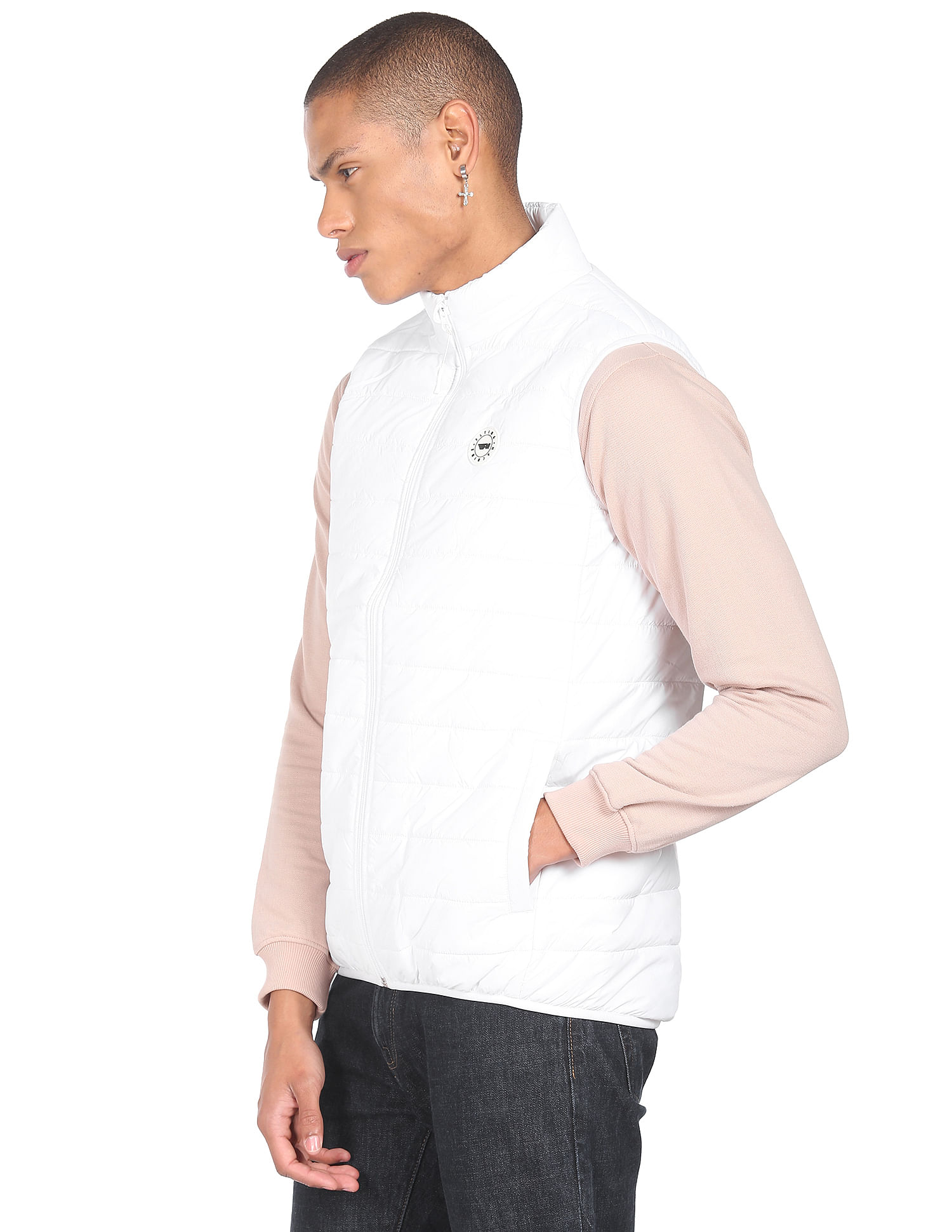 Flying Machine Sleeveless Solid Jacket
