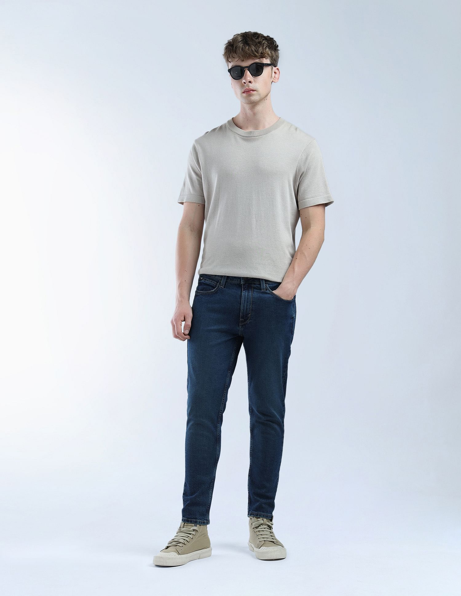 Flying Machine Stone Washed Mankle Relaxed Tapered Fit Jeans