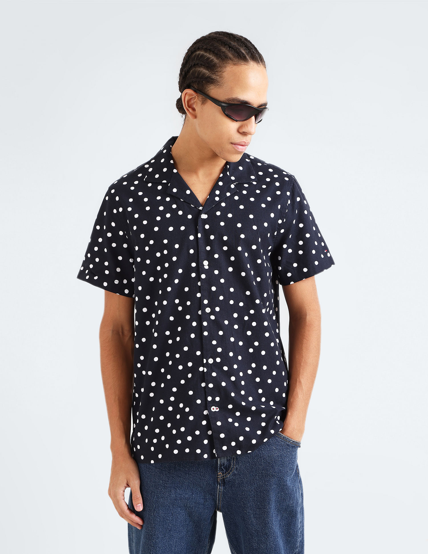 Tommy Hilfiger Cuban Collar Polka Dot Shirt