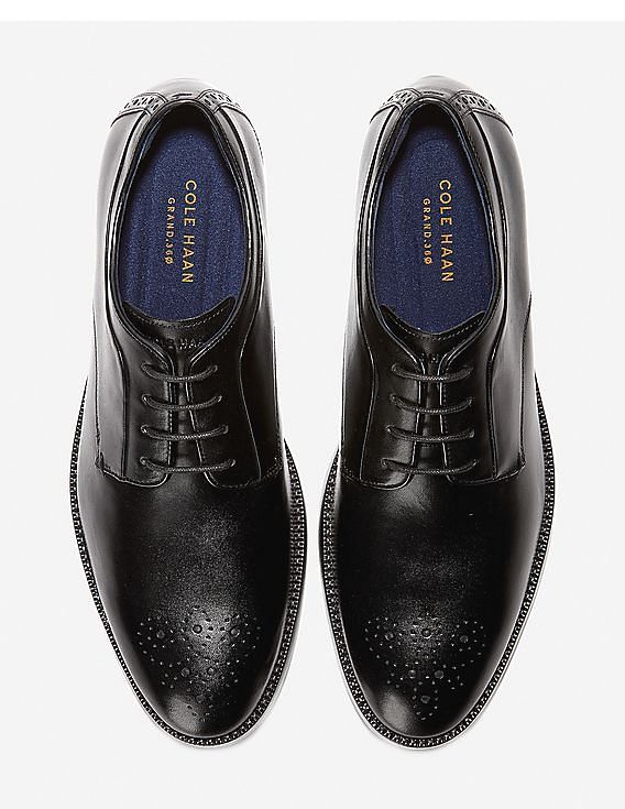 Buy Cole Haan Black Grand  Brogued Derby Shoes 