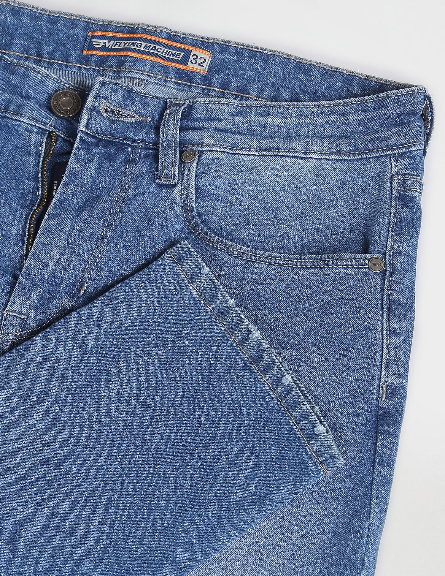 Flying Machine Stone Wash Freddie Slim Straight Fit Jeans