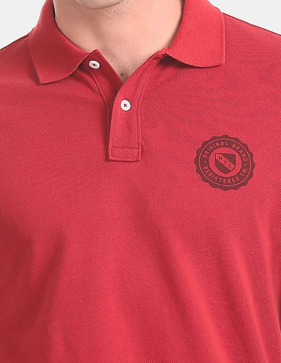 Aeropostale Red Rear Print Pique Polo Shirt