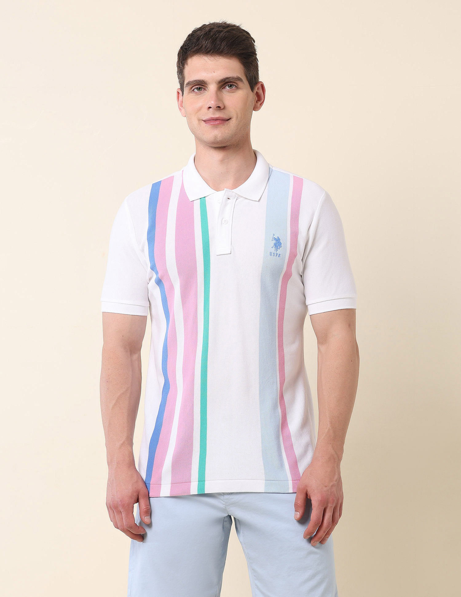 U.S. Polo Assn. Vertical Striped Summer Splash Polo Shirt