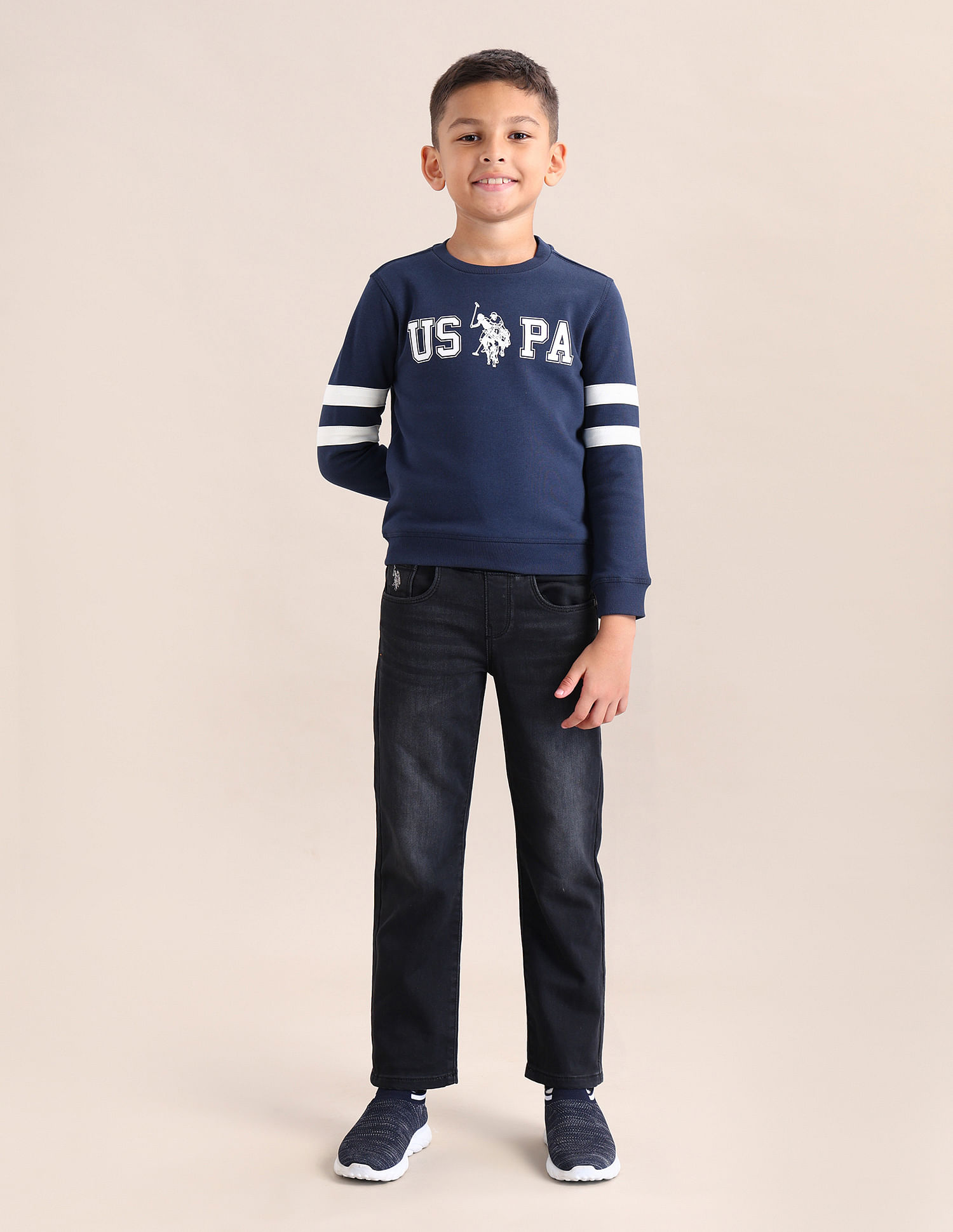 U.S. Polo Assn. Kids Boys Brand Printed Regular Fit Sweatshirt