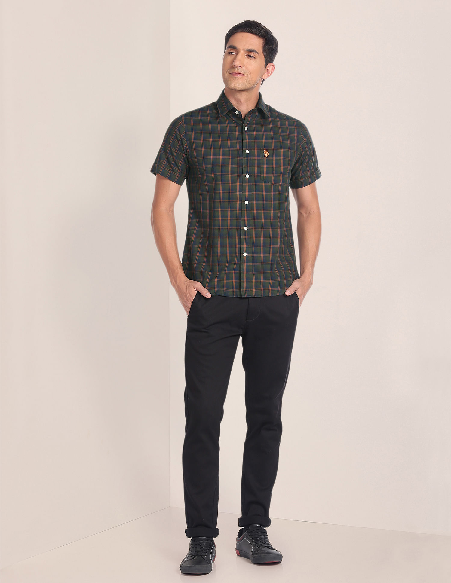 U.S. Polo Assn. Short Sleeve Plaid Check Shirt