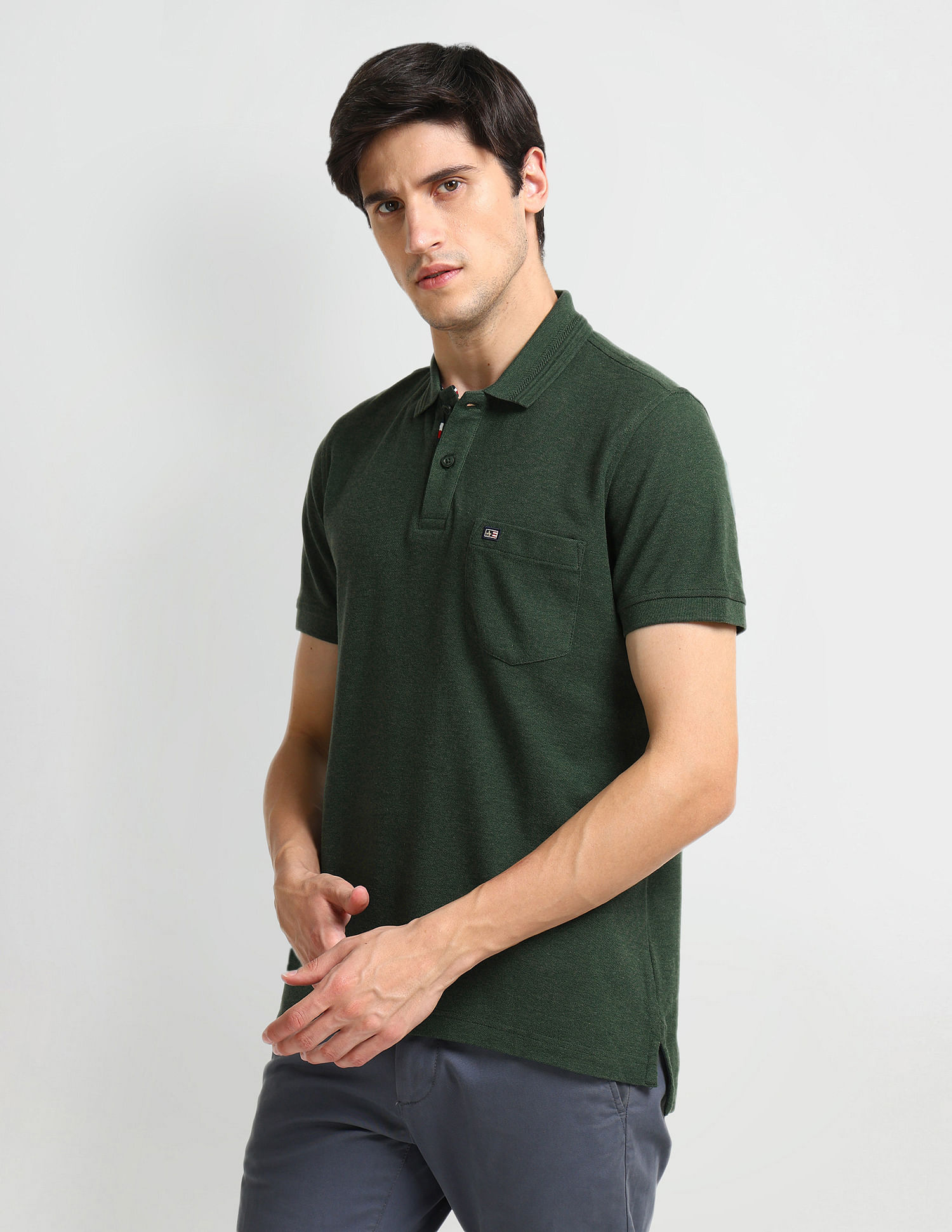 Arrow Sports Chest Pocket Heathered Polo Shirt