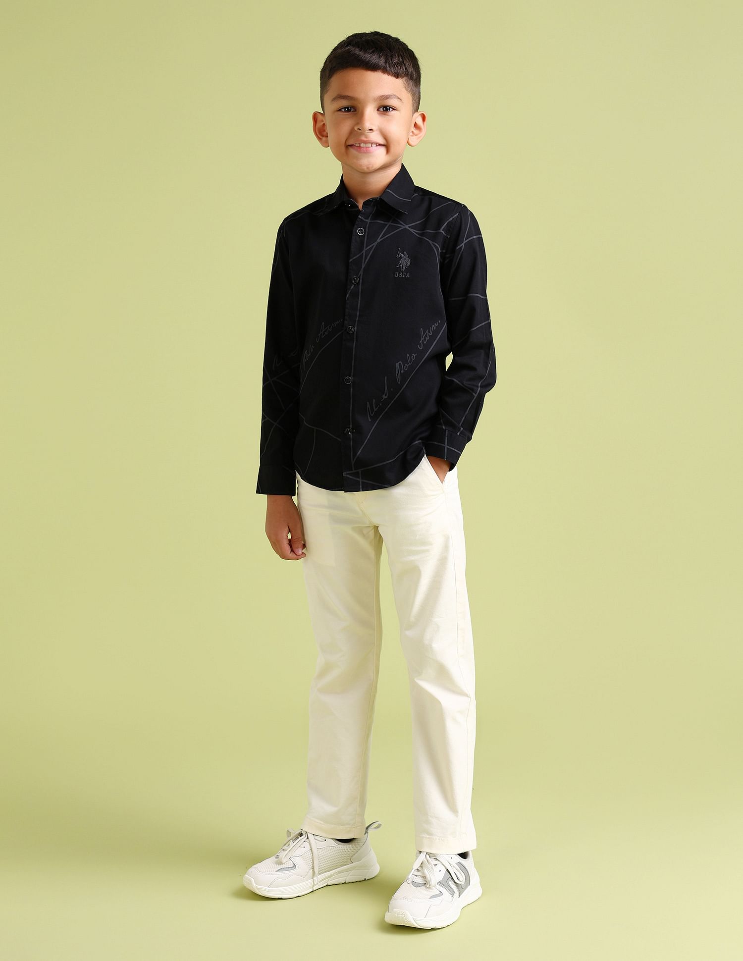 U.S. Polo Assn. Kids Boys Regular Fit Geometric Printed Shirt