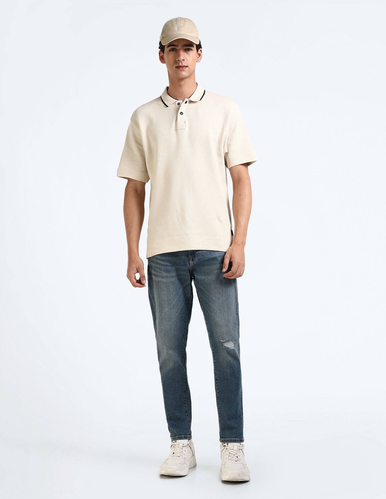 Flying Machine Mankle Relax Tapered Fit Distressed Jeans