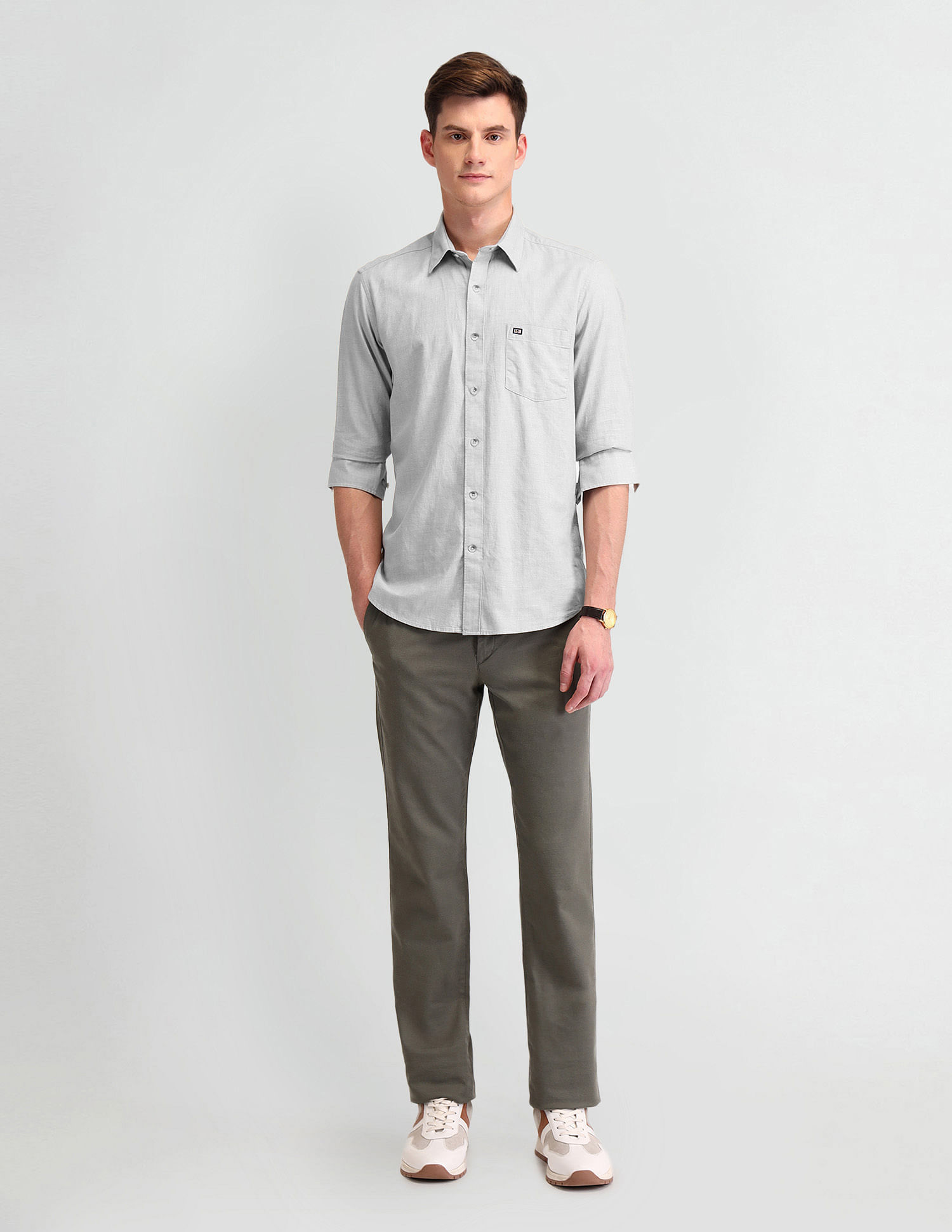Arrow Sport Slim Fit Herringbone Shirt