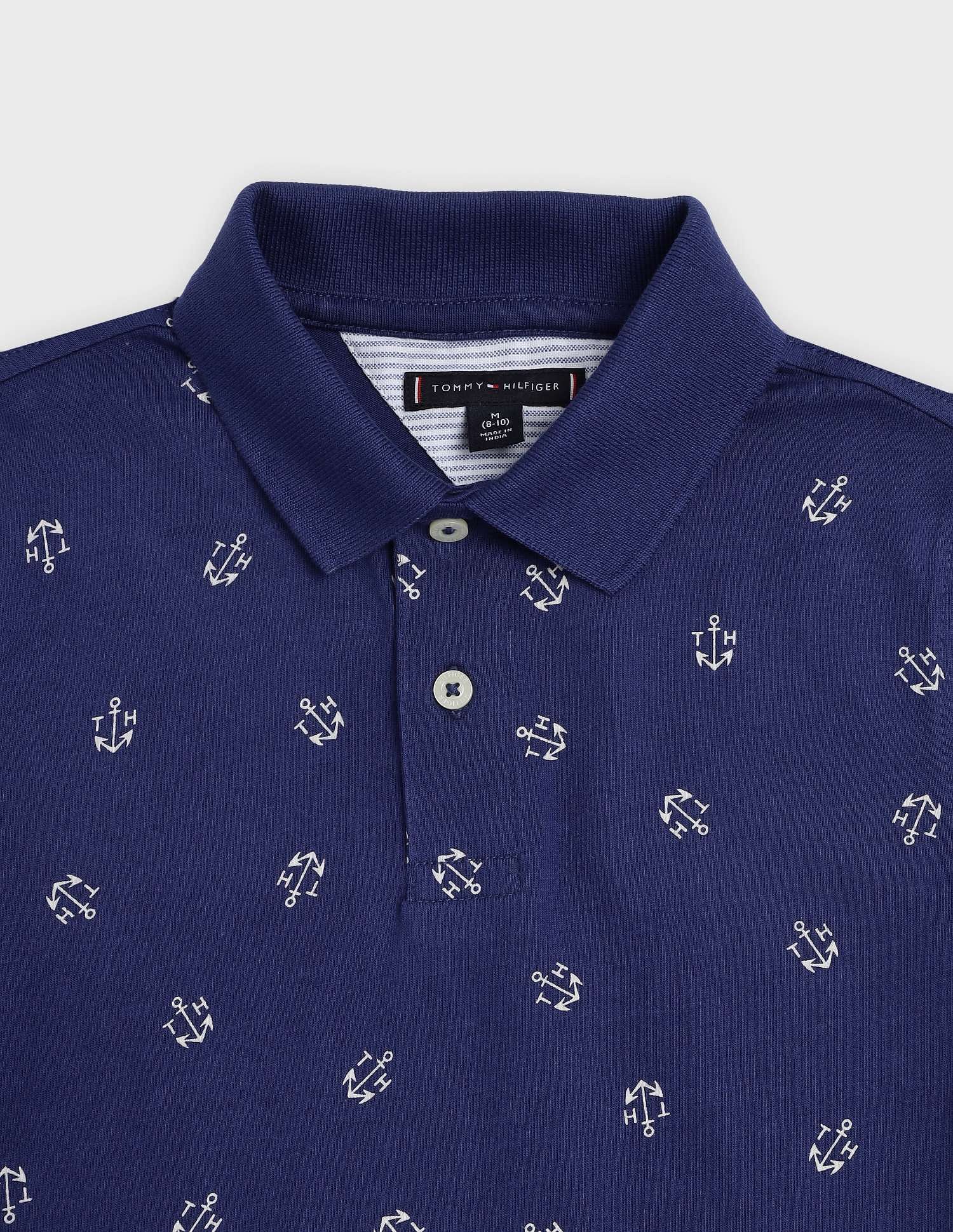 Tommy Hilfiger Kids Boys Printed Regular Fit Cotton Polo T-Shirt