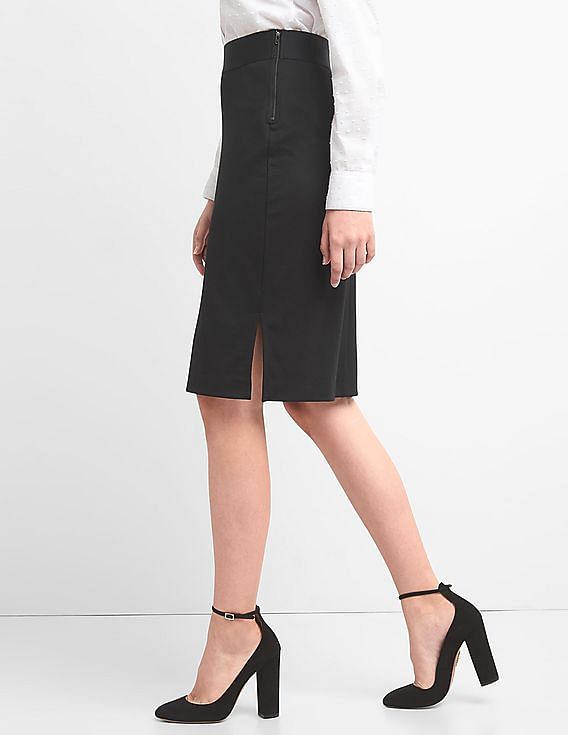 Black pencil skirt shop with side zip