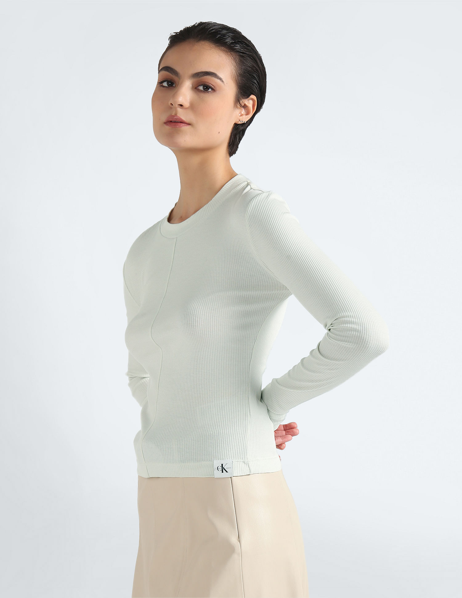 Calvin Klein Seaming Ribbed Slim Fit T-Shirt