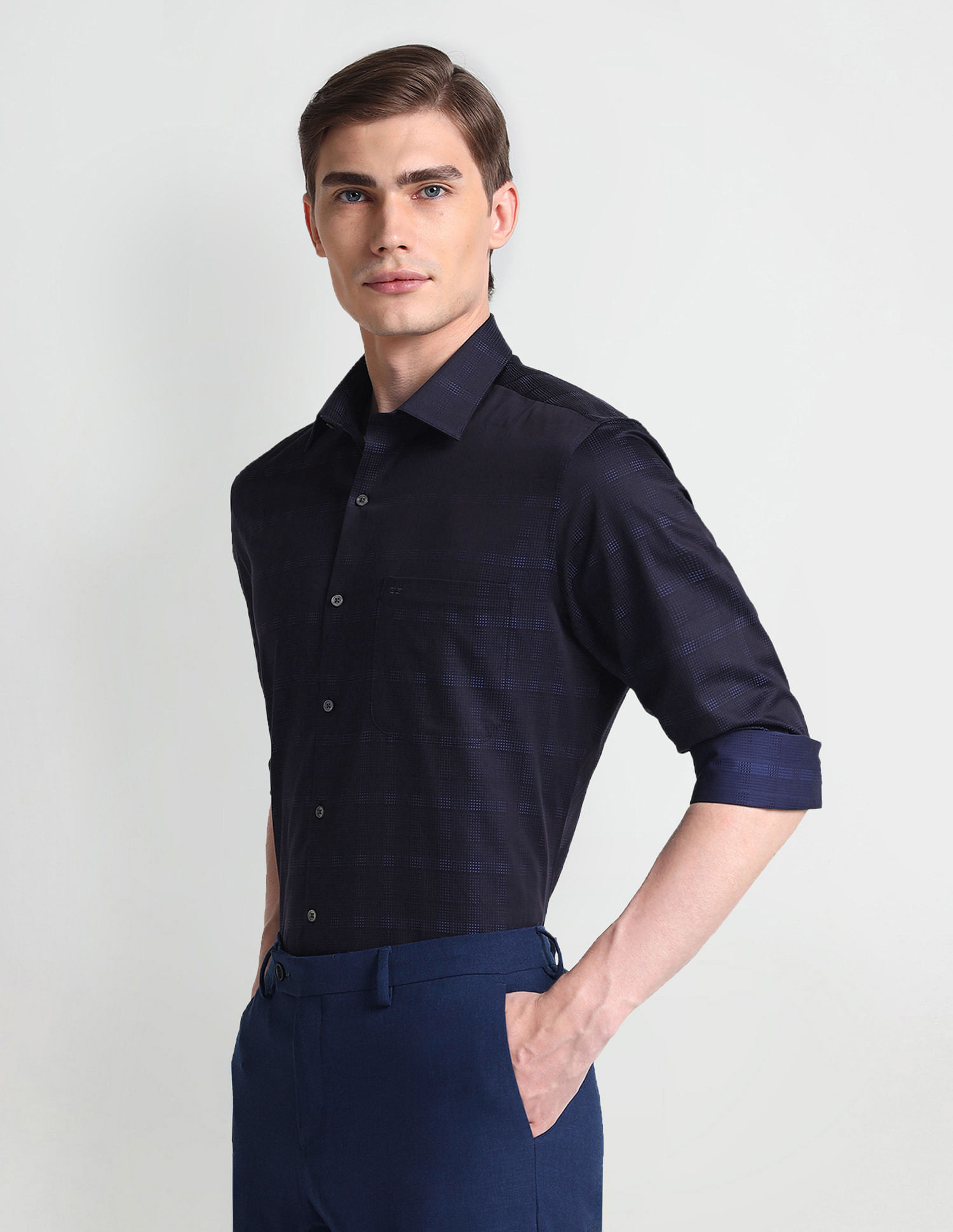 Arrow Check Patterned Dobby Shirt