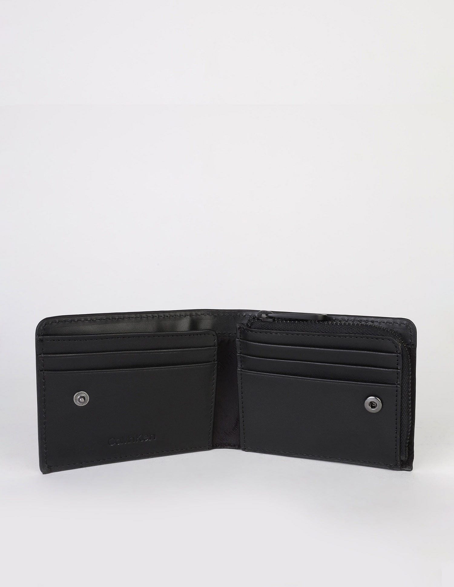 Calvin Klein Logo Black Leather Bi-Fold Wallet