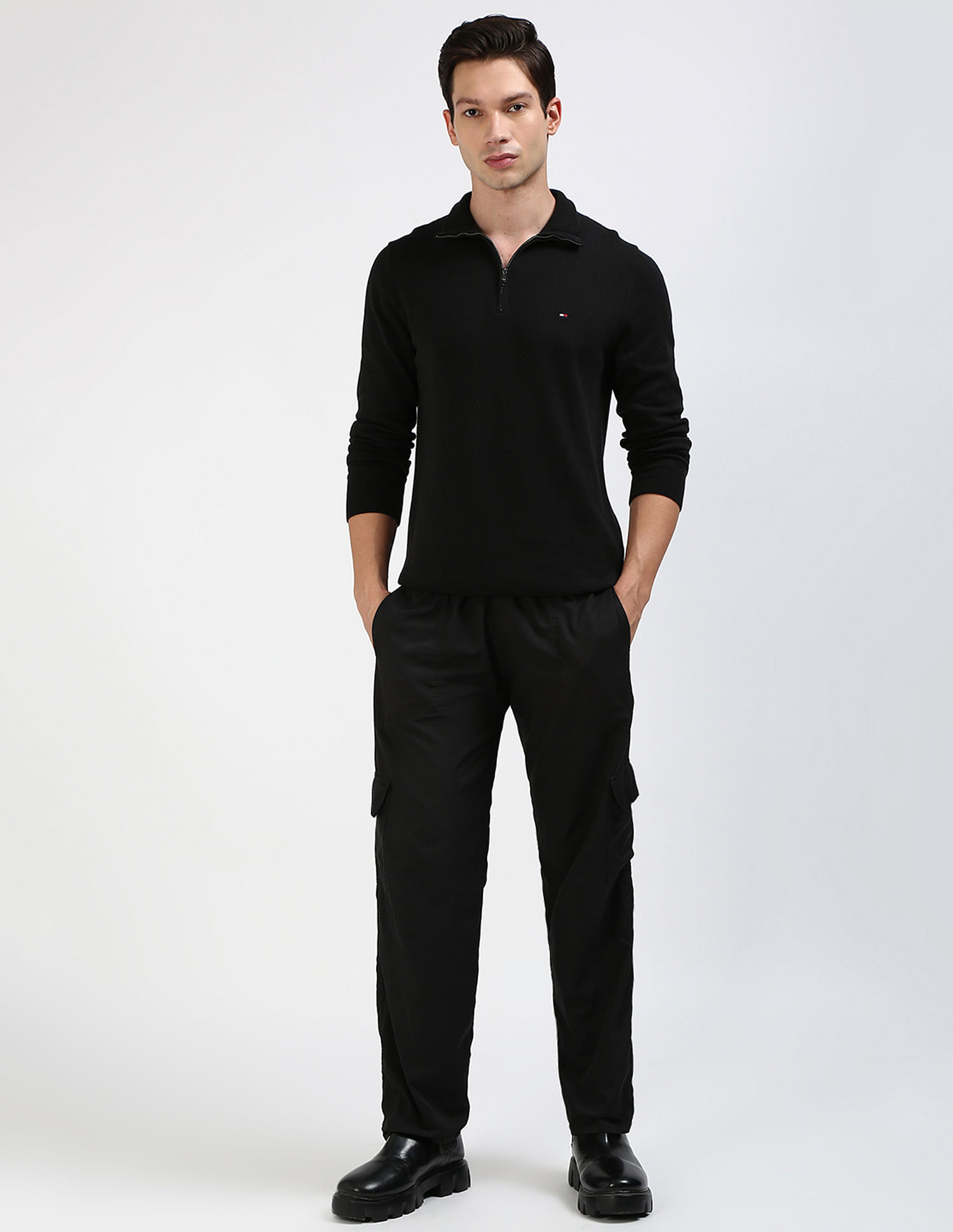 Tommy Hilfiger Cotton Zip Mock Neck Sweater