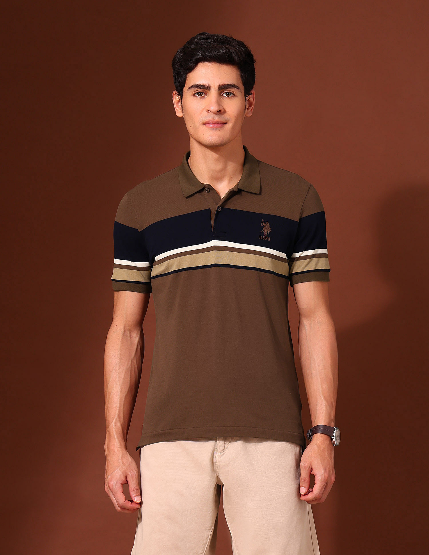U.S. Polo Assn. Horizontal Striped Slim Fit Varsity Polo Shirt