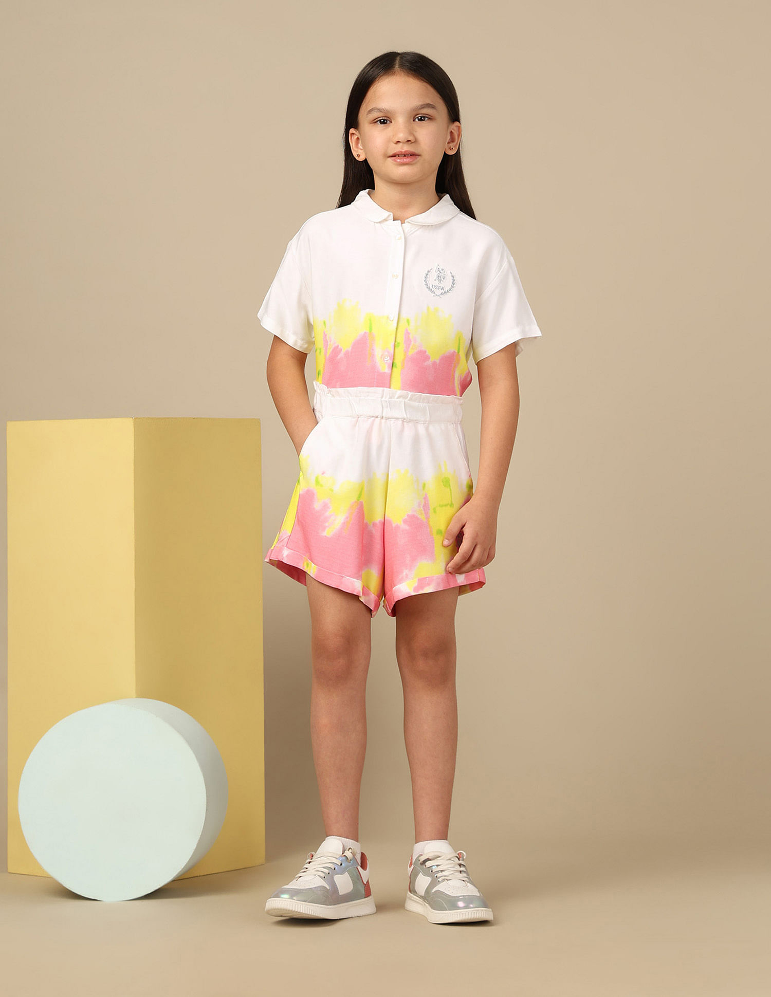 U.S. Polo Assn. Kids Girls Tie-Dyed Shorts