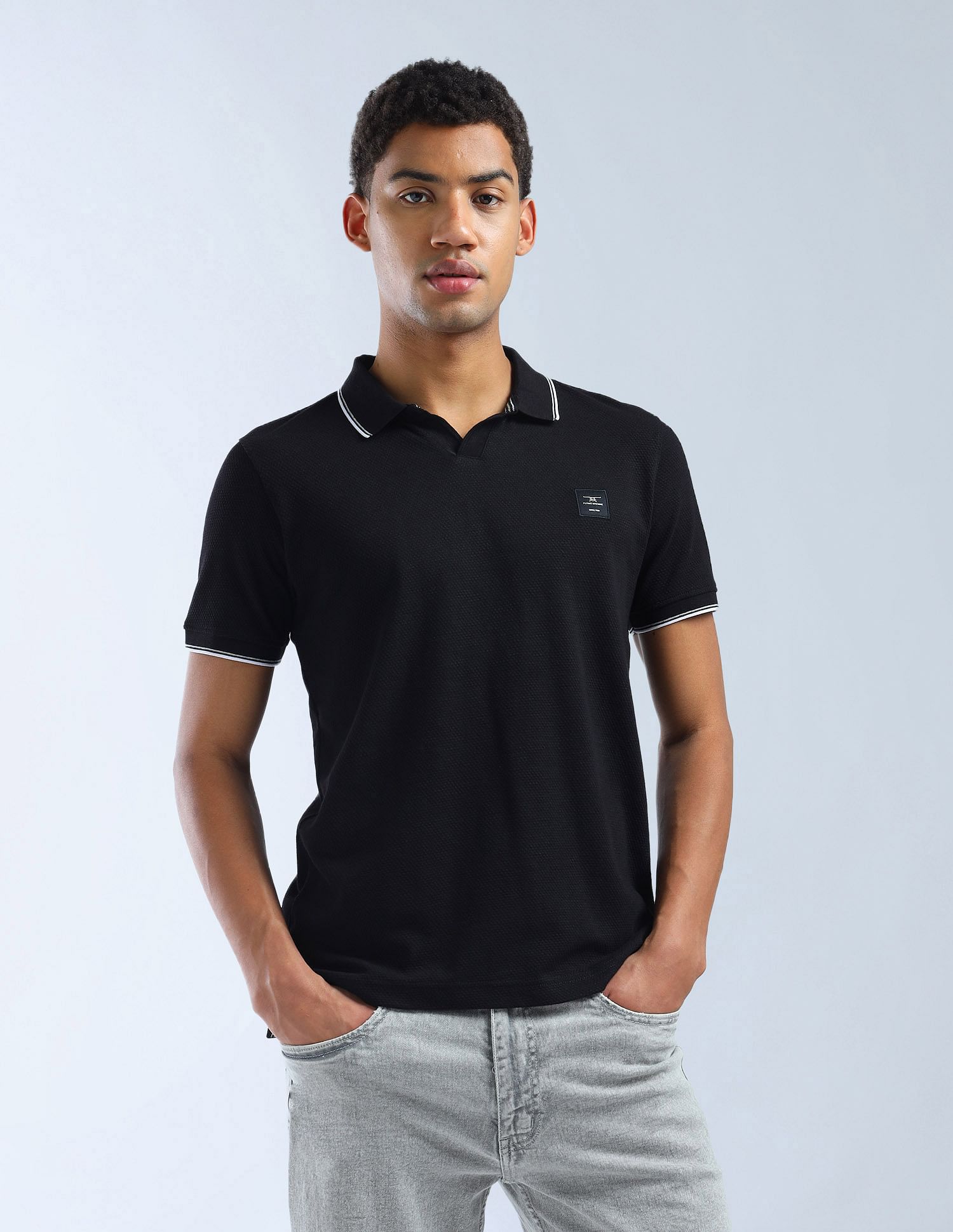 Flying Machine Textured Regular Fit Essentials Polo Shirt