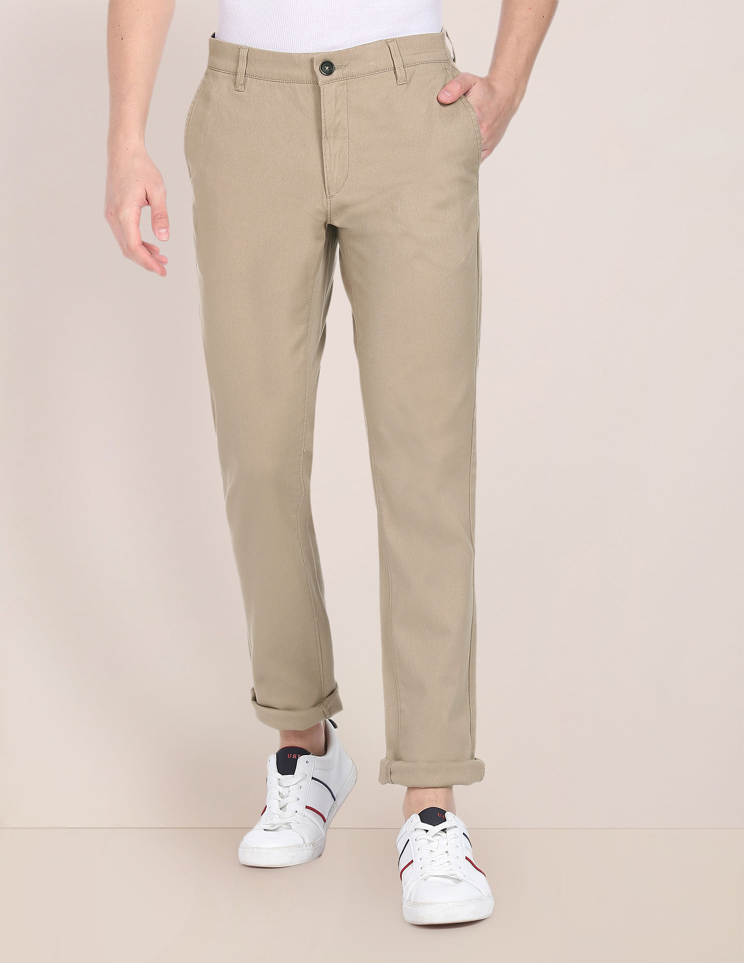 U.S. Polo Assn. Denver Slim Fit Solid Casual Trousers