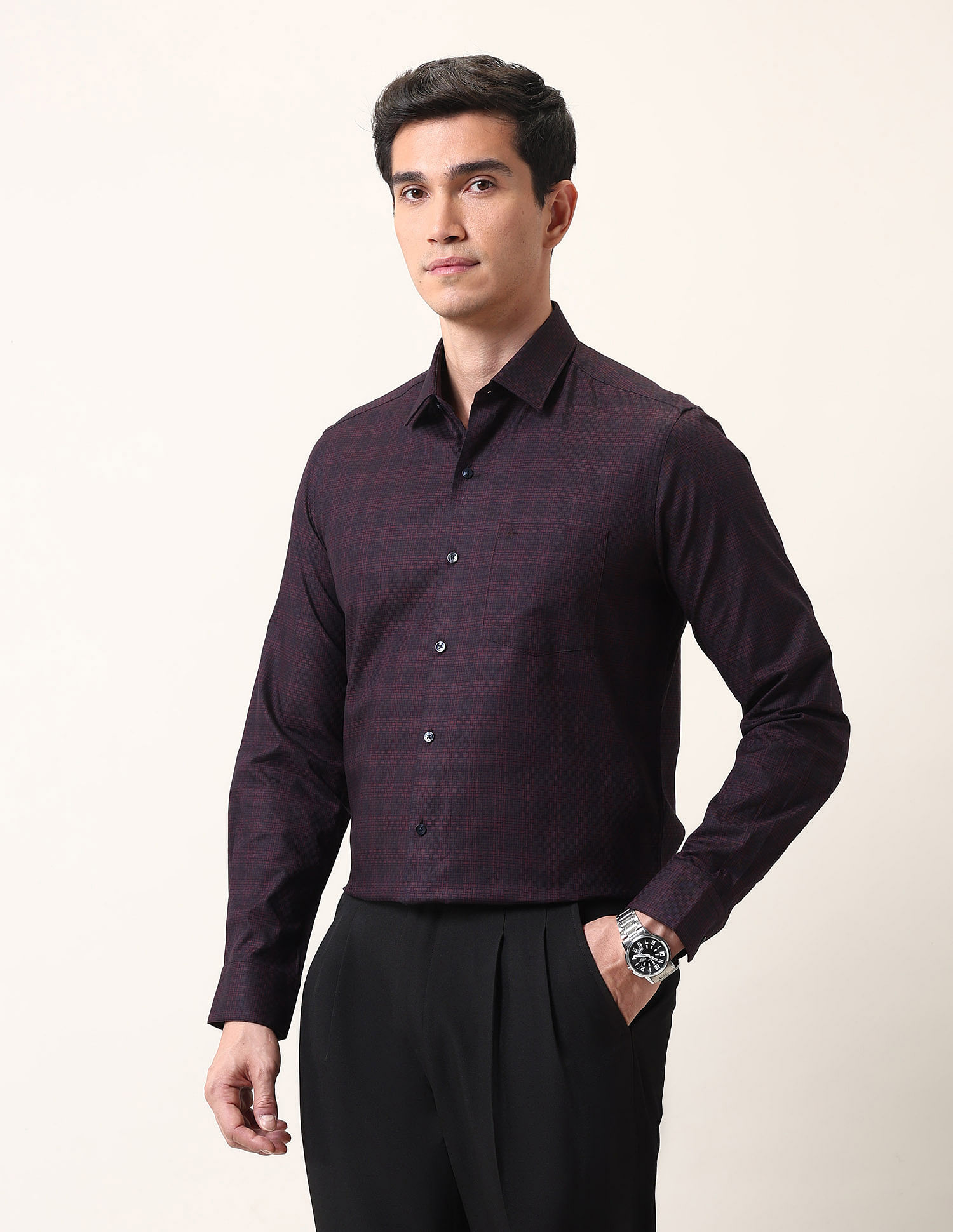 Arrow Manhattan Slim Fit Textured Ceremonial Shirt