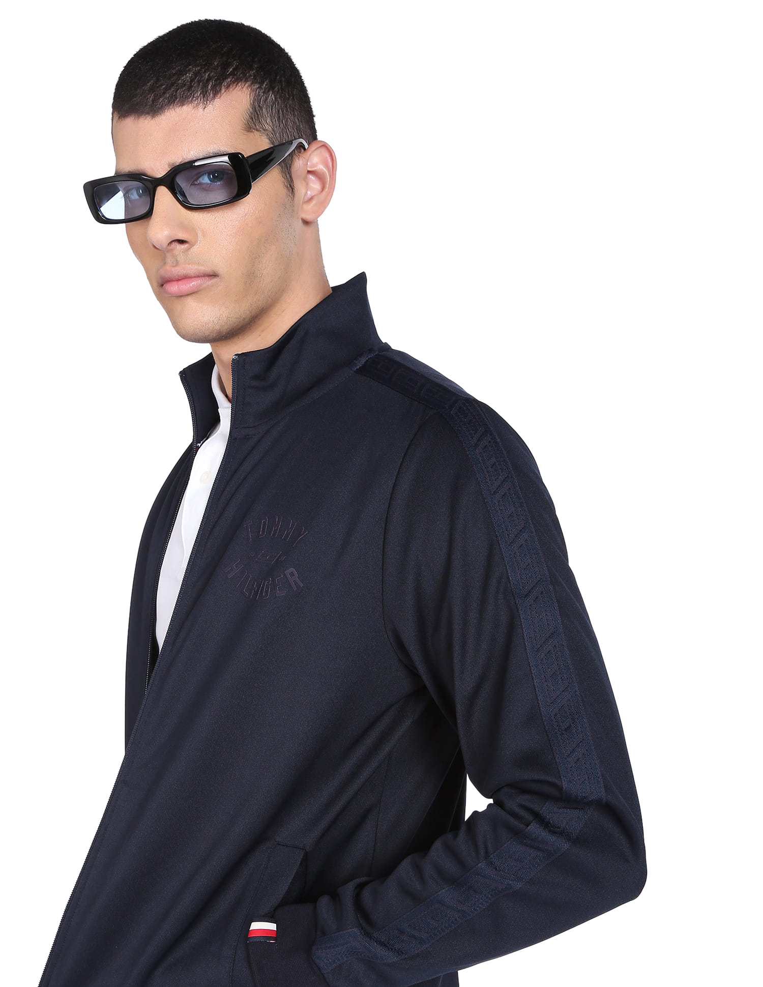 Buy Tommy Hilfiger Men Navy Elevated Track High Neck Sweatshirt