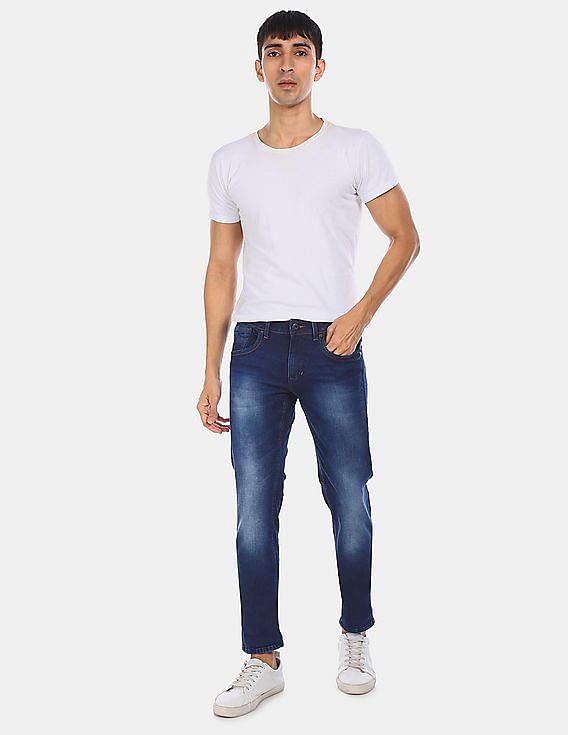 Flying Machine Men Dark Blue Jackson Skinny Fit Low Rise Jeans
