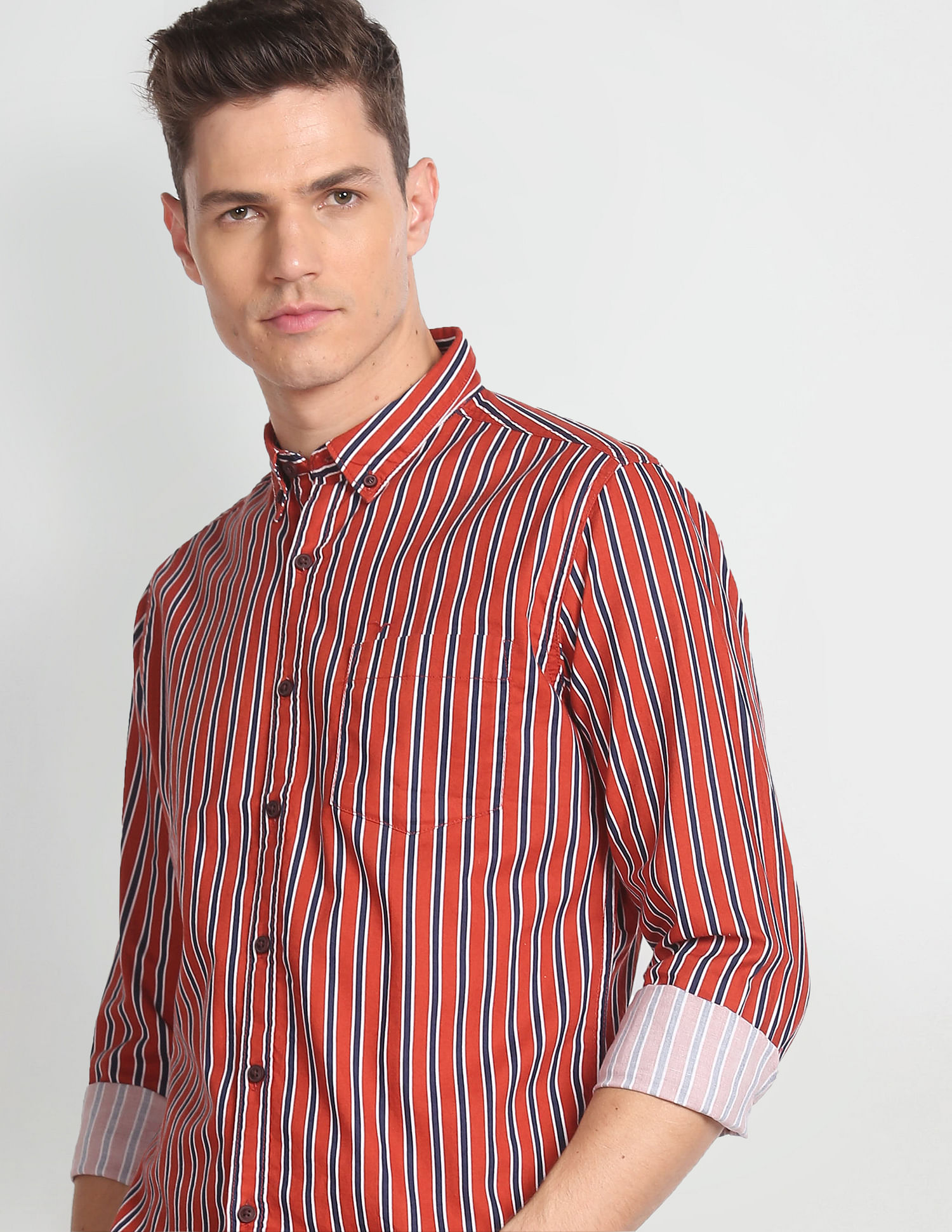 Buy Flying Machine Vertical Striped Pure Cotton Shirt 