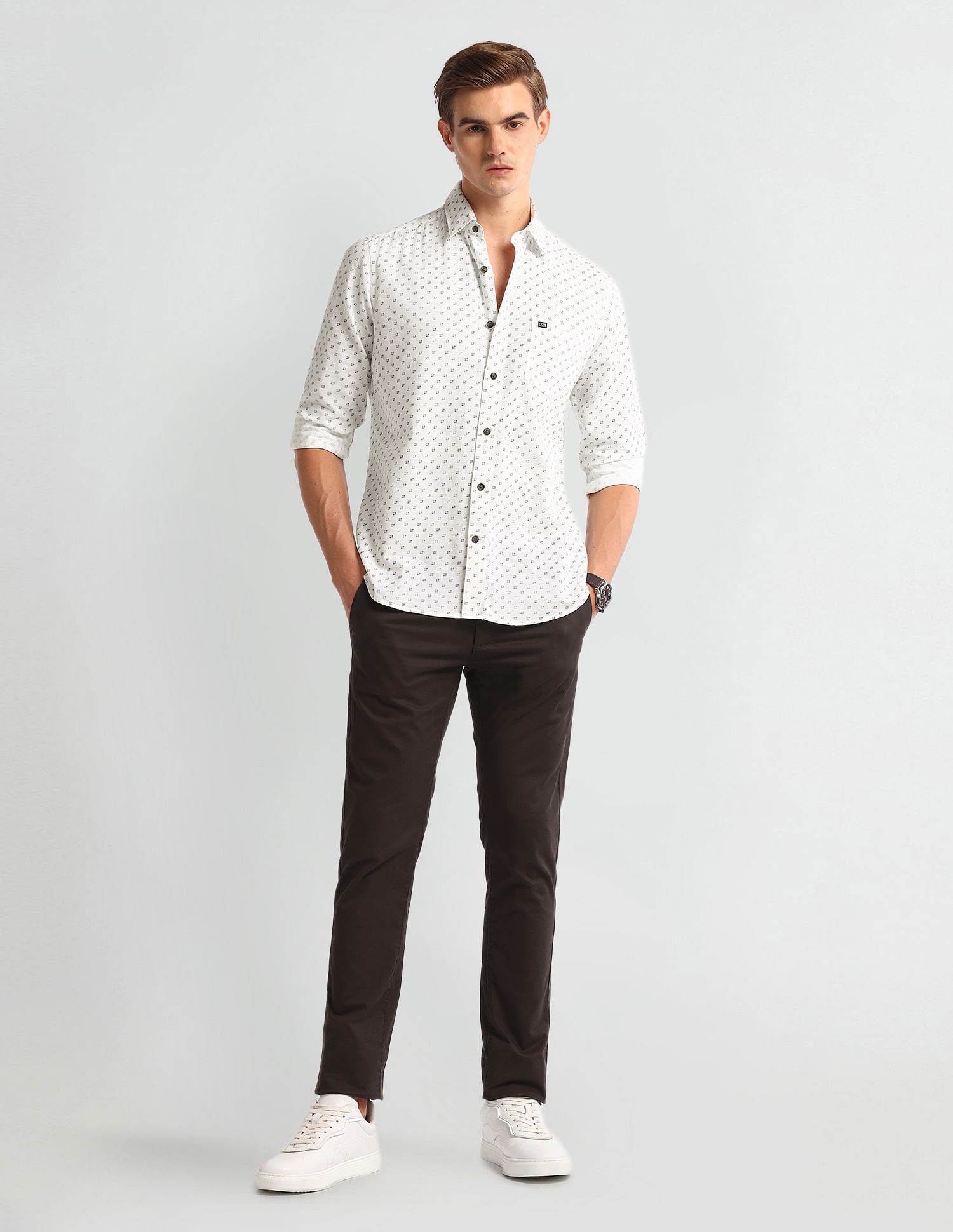 Arrow Sport Slim Fit Geometric Print Shirt