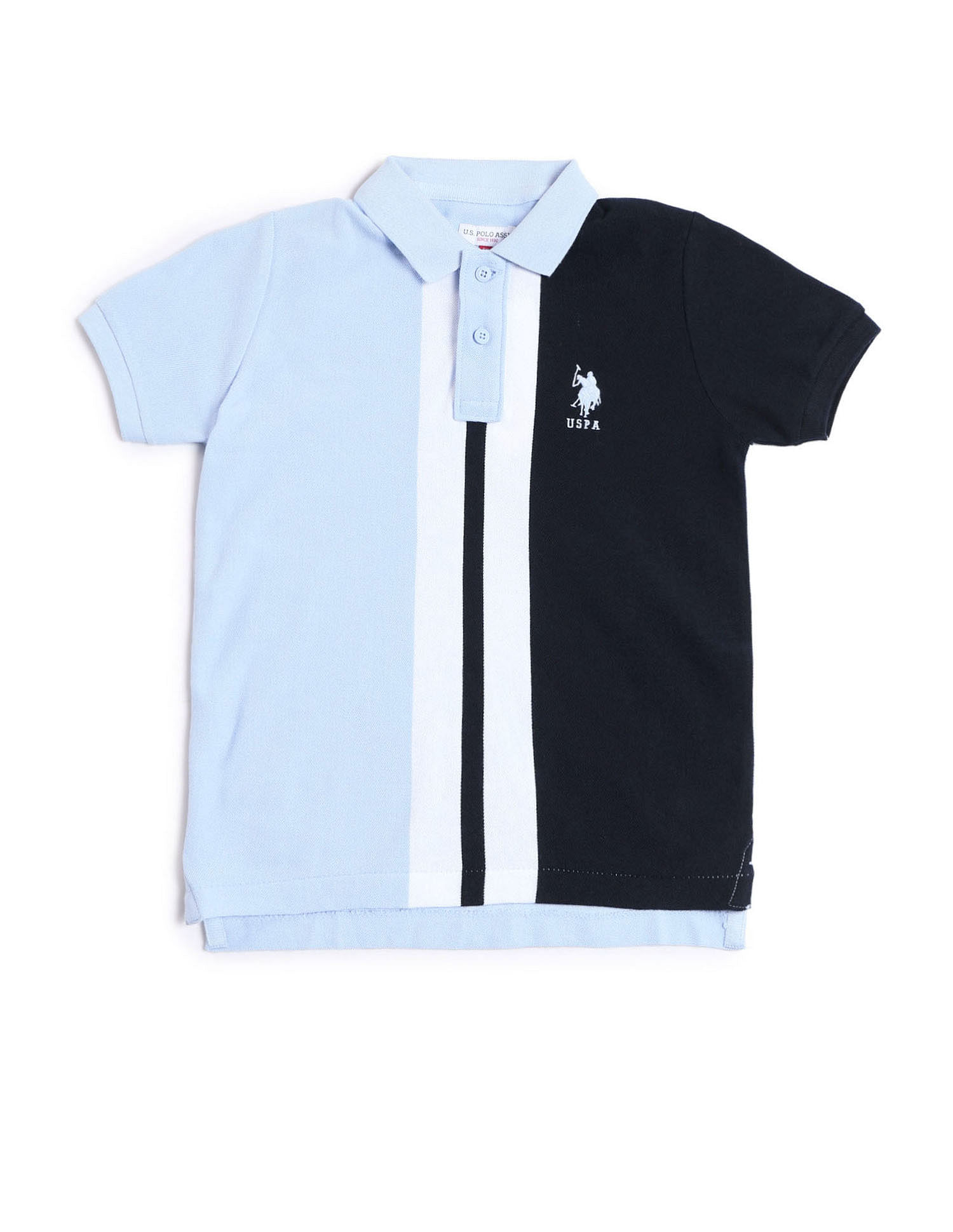 U.S. Polo Assn. Kids Boys Colour blocked Regular Fit Polo Shirt