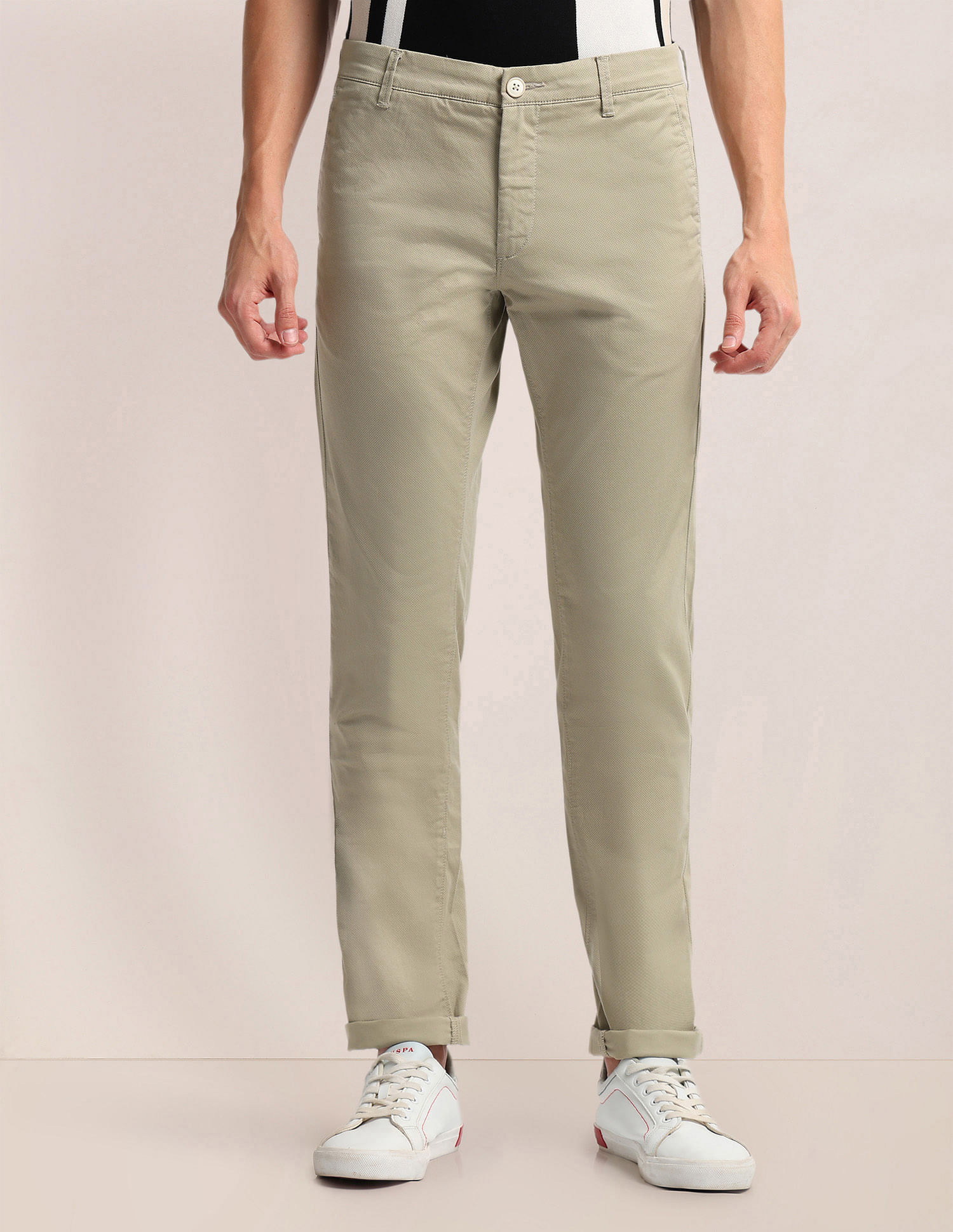 U.S. Polo Assn. Printed Slim Straight Fit Satin Trousers