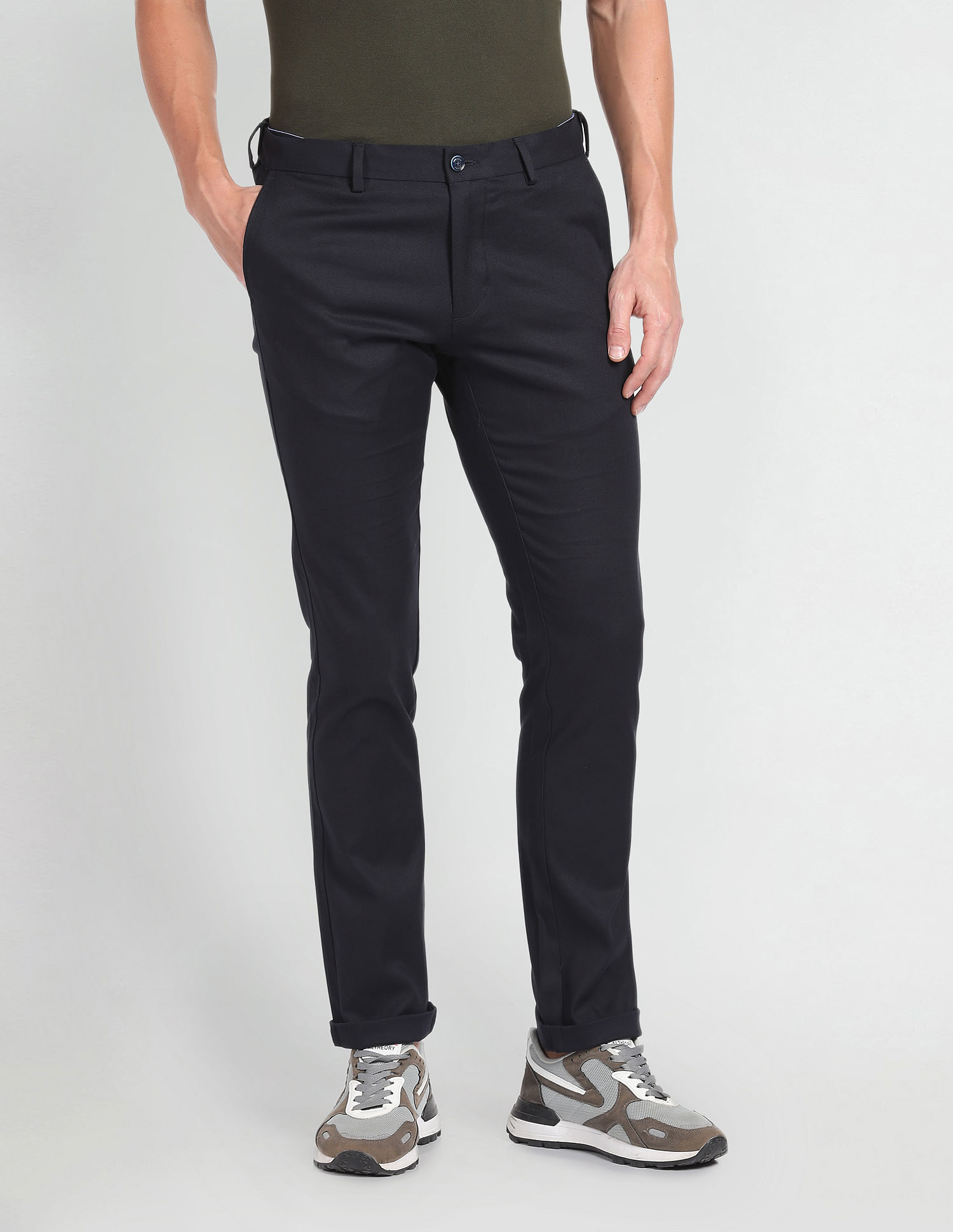 Arrow Sports Solid Dobby Autoflex Trousers