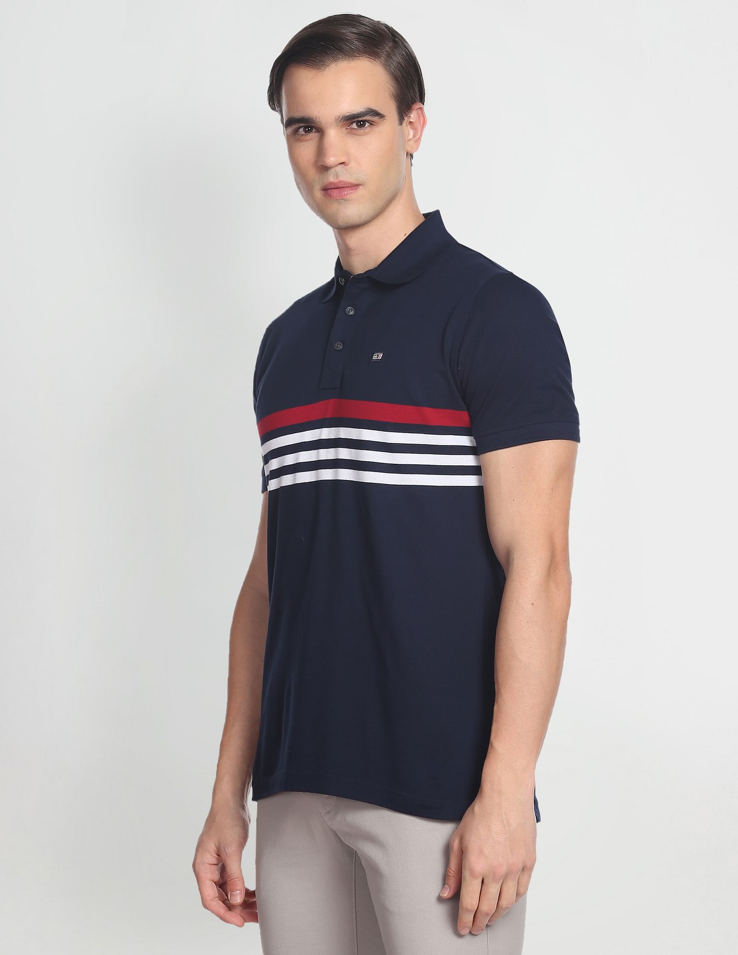 Arrow Sports Horizontal Stripe Pique Polo Shirt