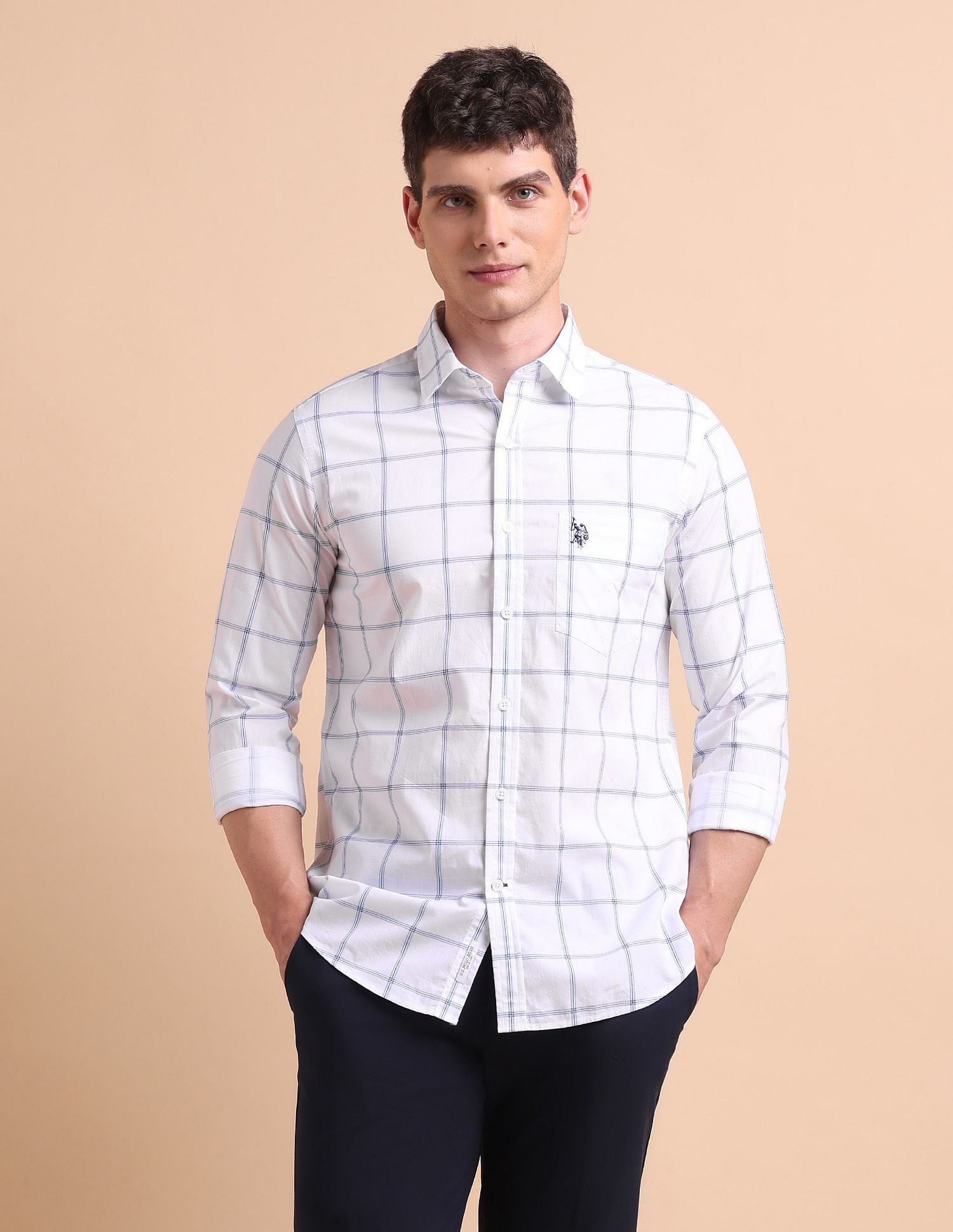 U.S. Polo Assn. Tailored Fit Windowpane Checked Shirt