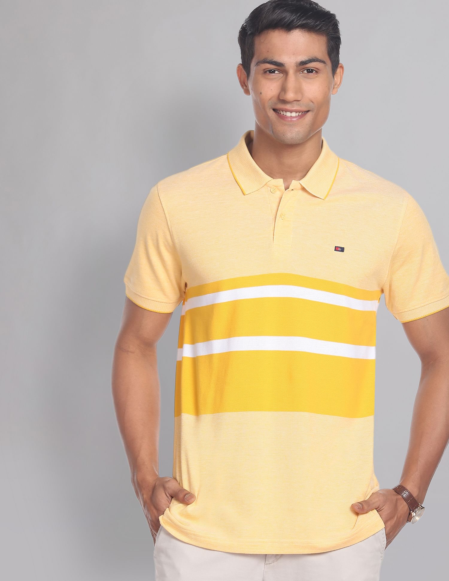 AD by Arvind Horizontal Stripe COOL-IT Real Deal Polo Shirt