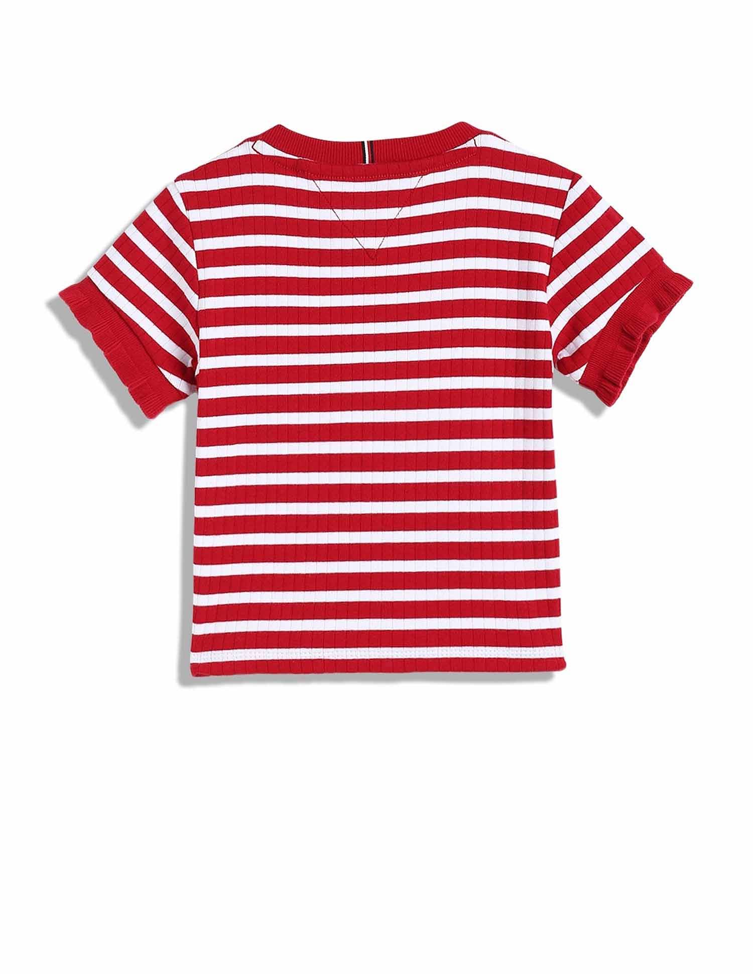 Tommy Hilfiger Kids Girls Striped Slim-Fit Cotton T-Shirt