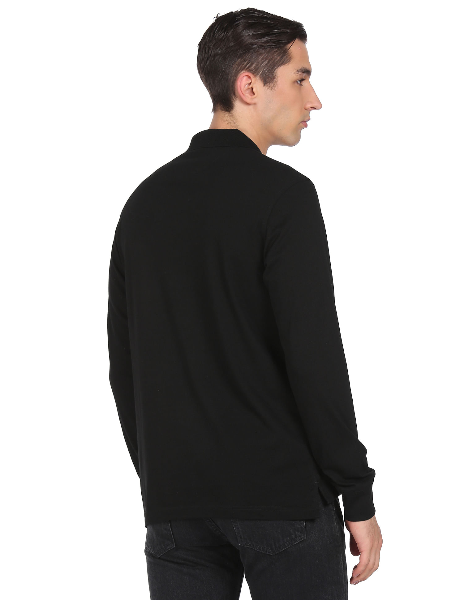 Men's Black Long-Sleeve Polo Shirt made of 100% organic cotton - Bread &  Boxers
