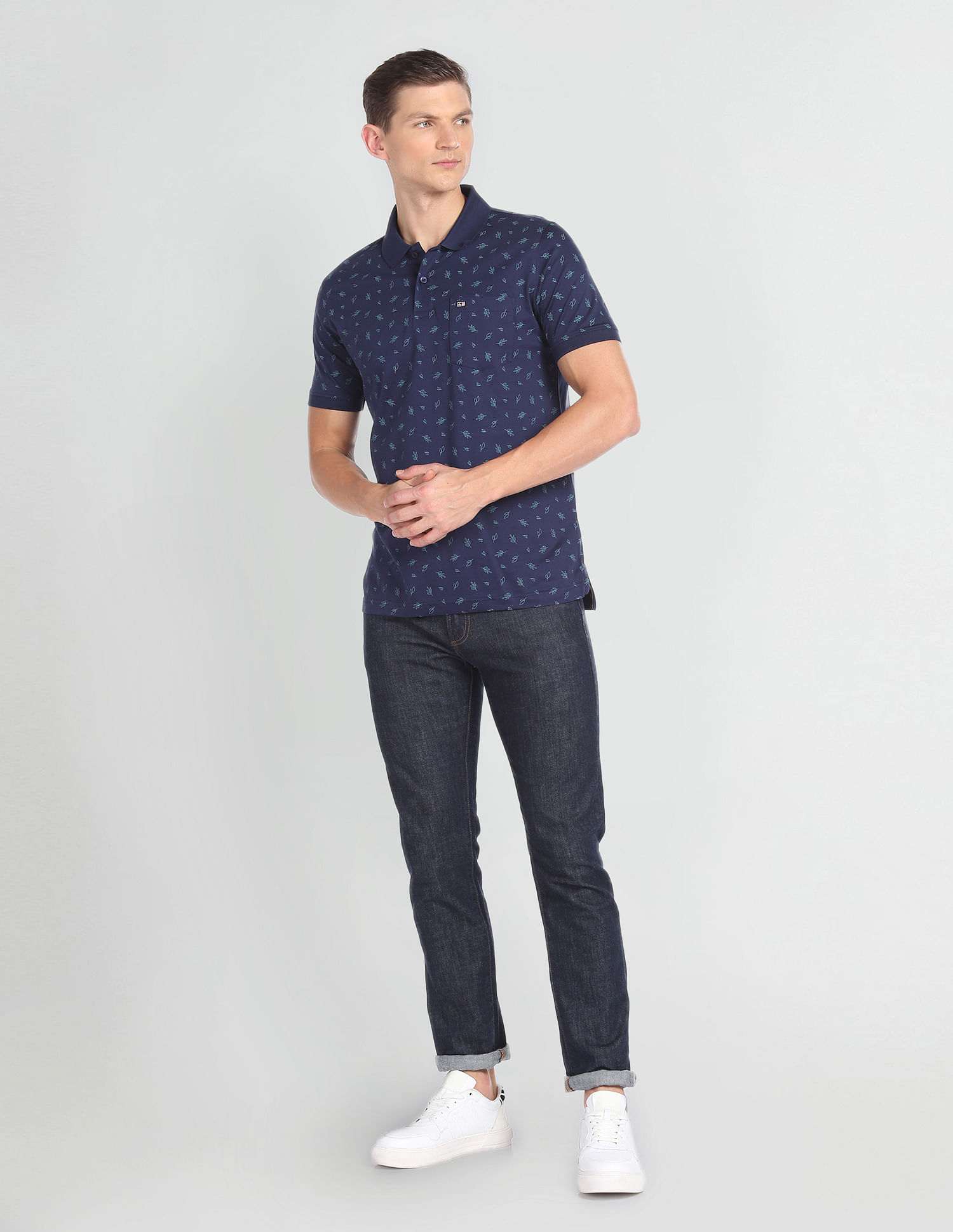 Arrow Sports Tropical Print Mercerized Polo Shirt