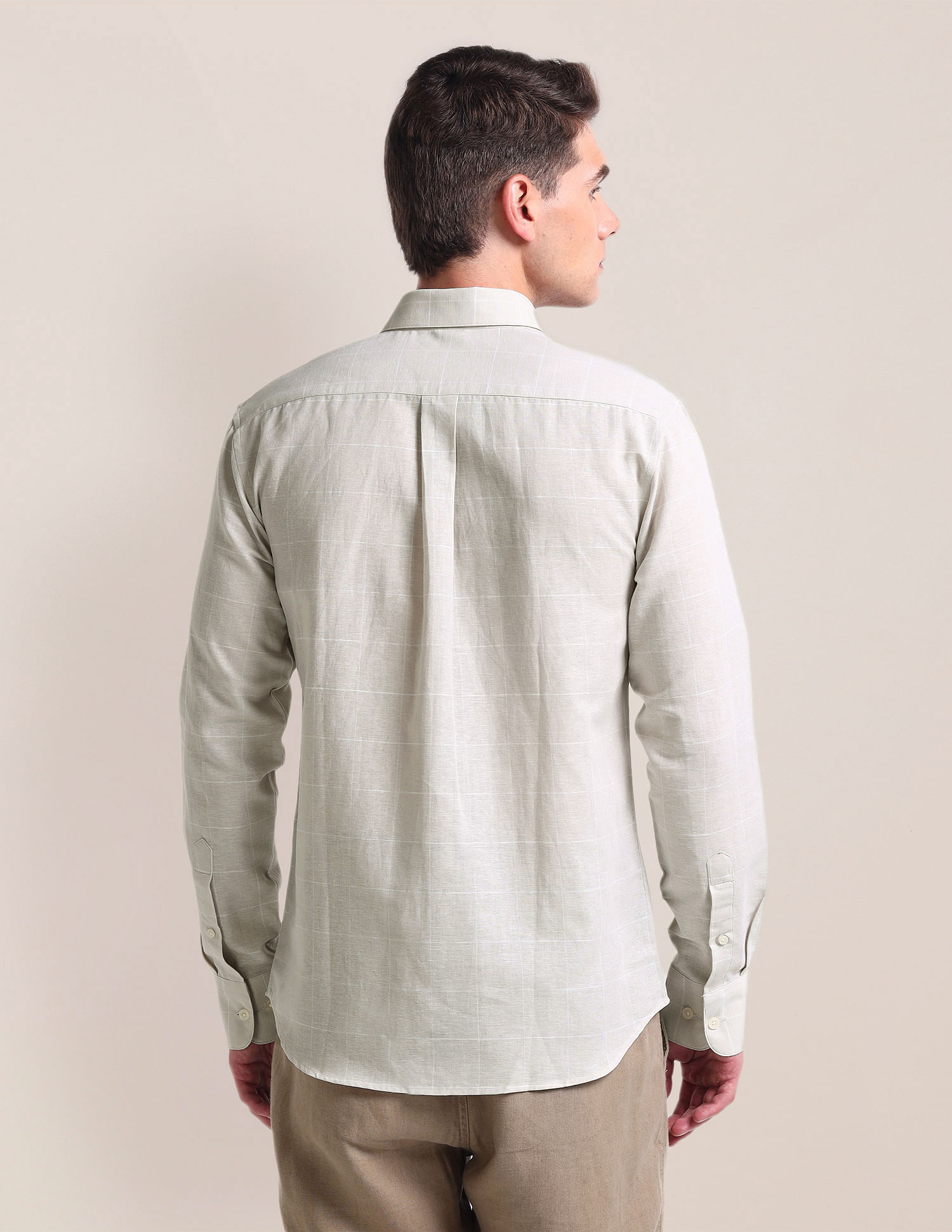 U.S. Polo Assn. Windowpane Check Linen Blend Shirt