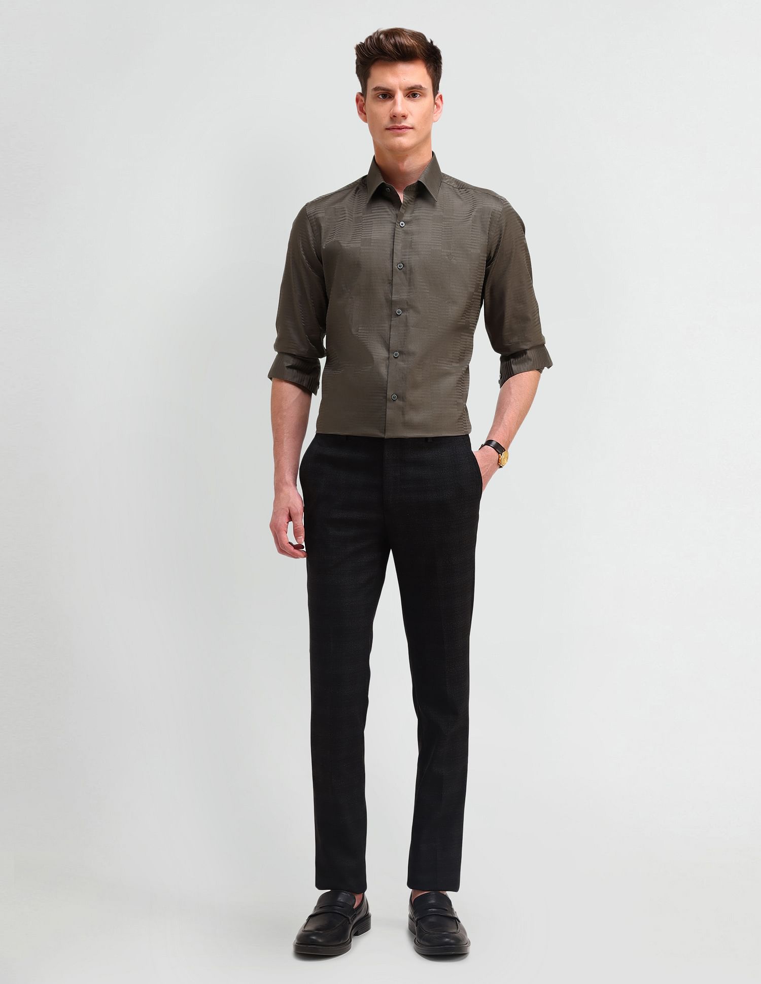 Arrow Newyork Slim Fit Jaquard Shirt