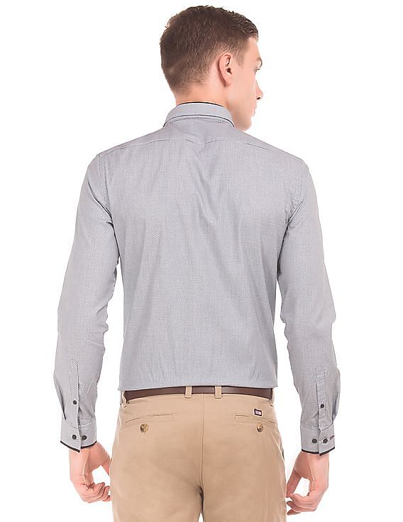 Buy Arrow Newyork Double Collar Patterned Weave Shirt