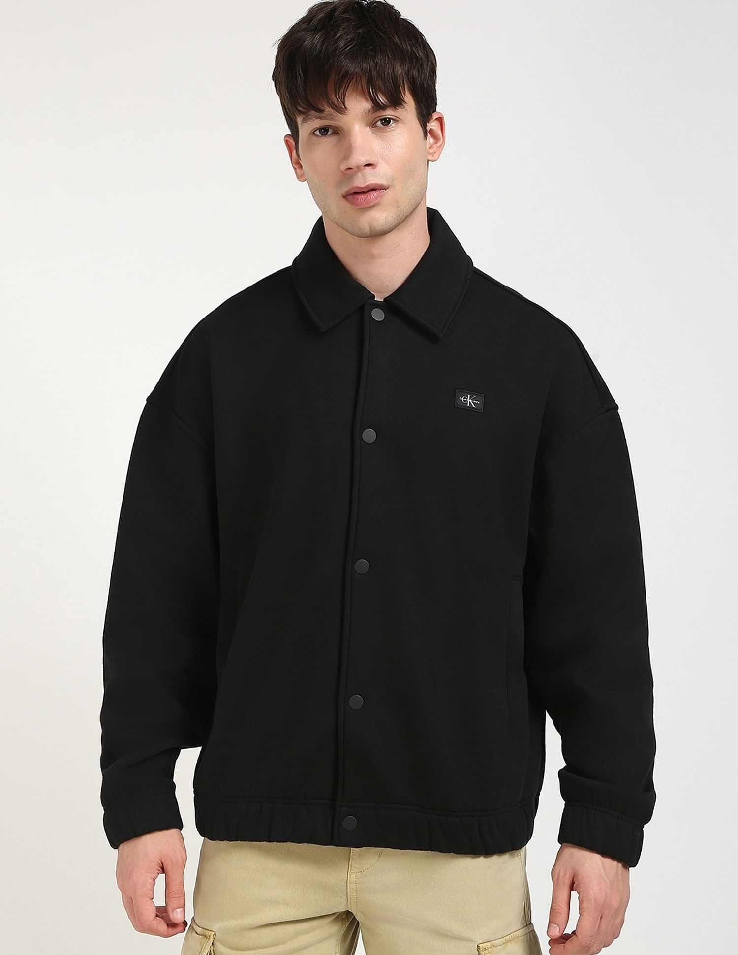 Calvin Klein Jeans Solid Relaxed-Fit Cotton Sweatshirt