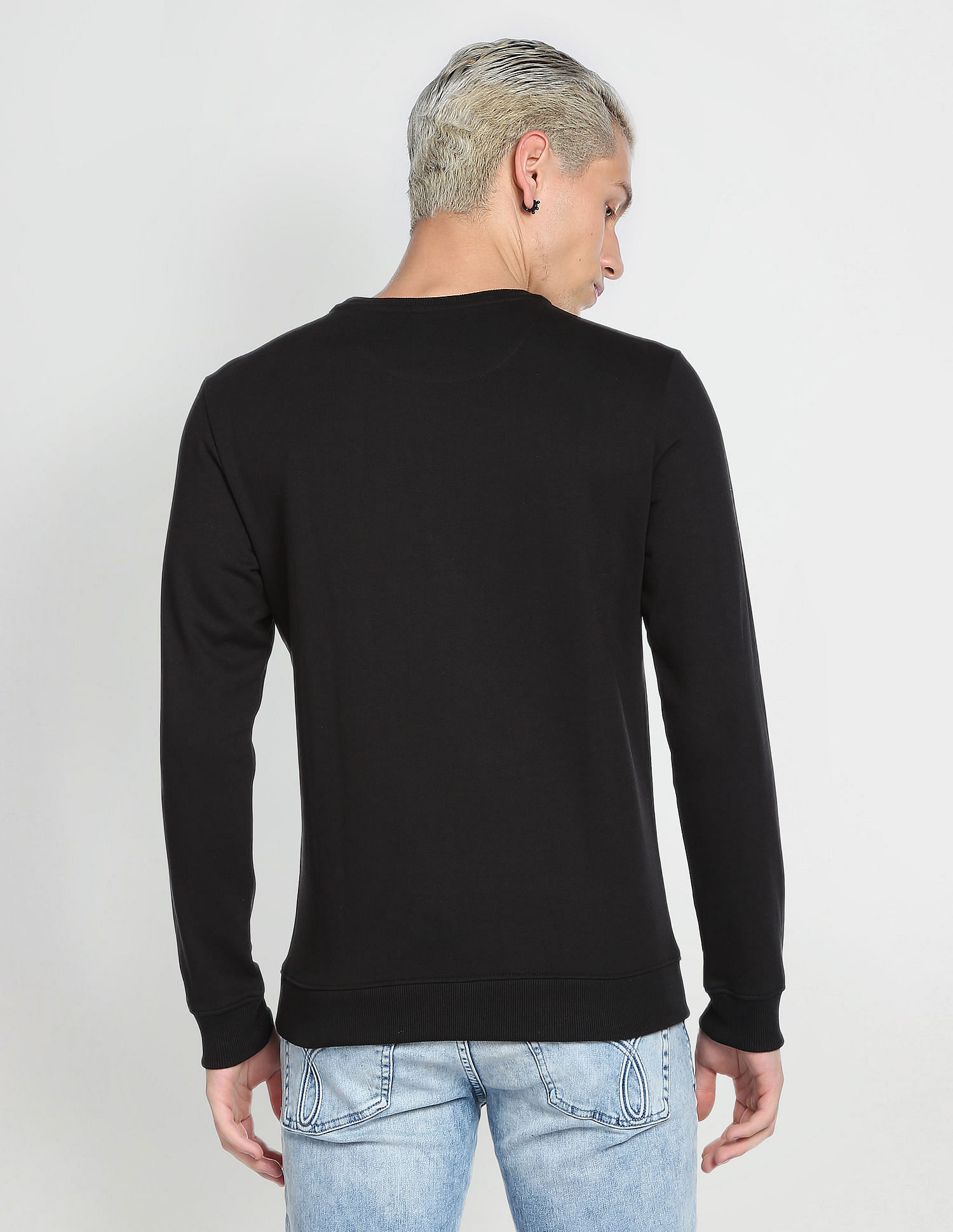 Flying Machine Crew Neck Solid Sweatshirt