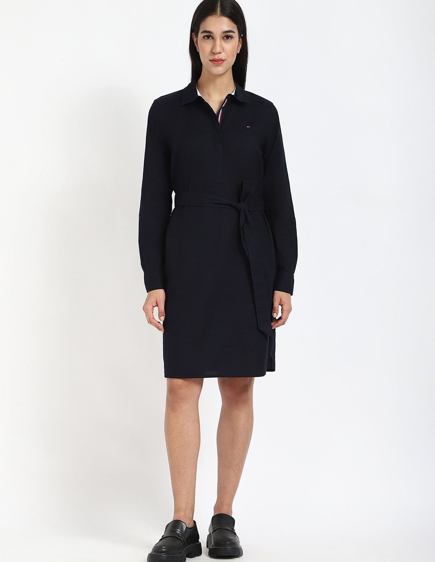 Tommy Hilfiger Cotton Spread Collar Sheath Dress