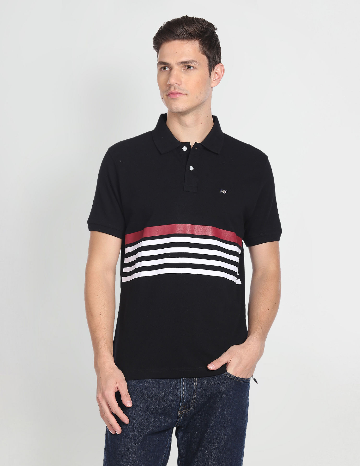 Arrow Sports Horizontal Stripe Cotton Polo Shirt