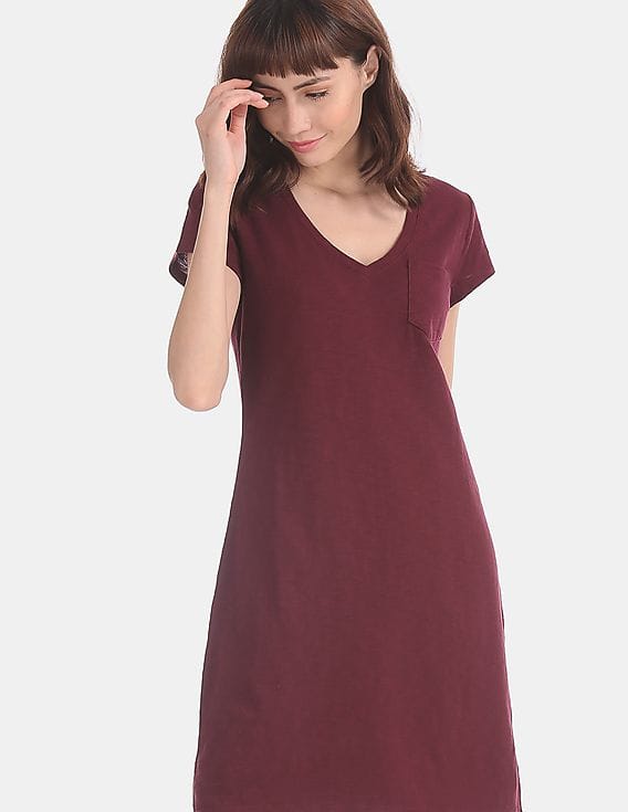 Buy GAP Women Red Patch Pocket T-Shirt Dress - NNNOW.com Buy GAP Women Red Patch Pocket T-Shirt Dress - NNNOW.com