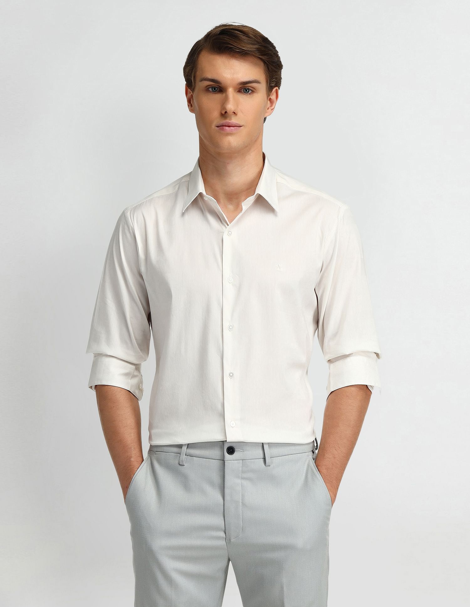 Arrow Newyork Manhattan Slim Fit Pinstriped Shirt