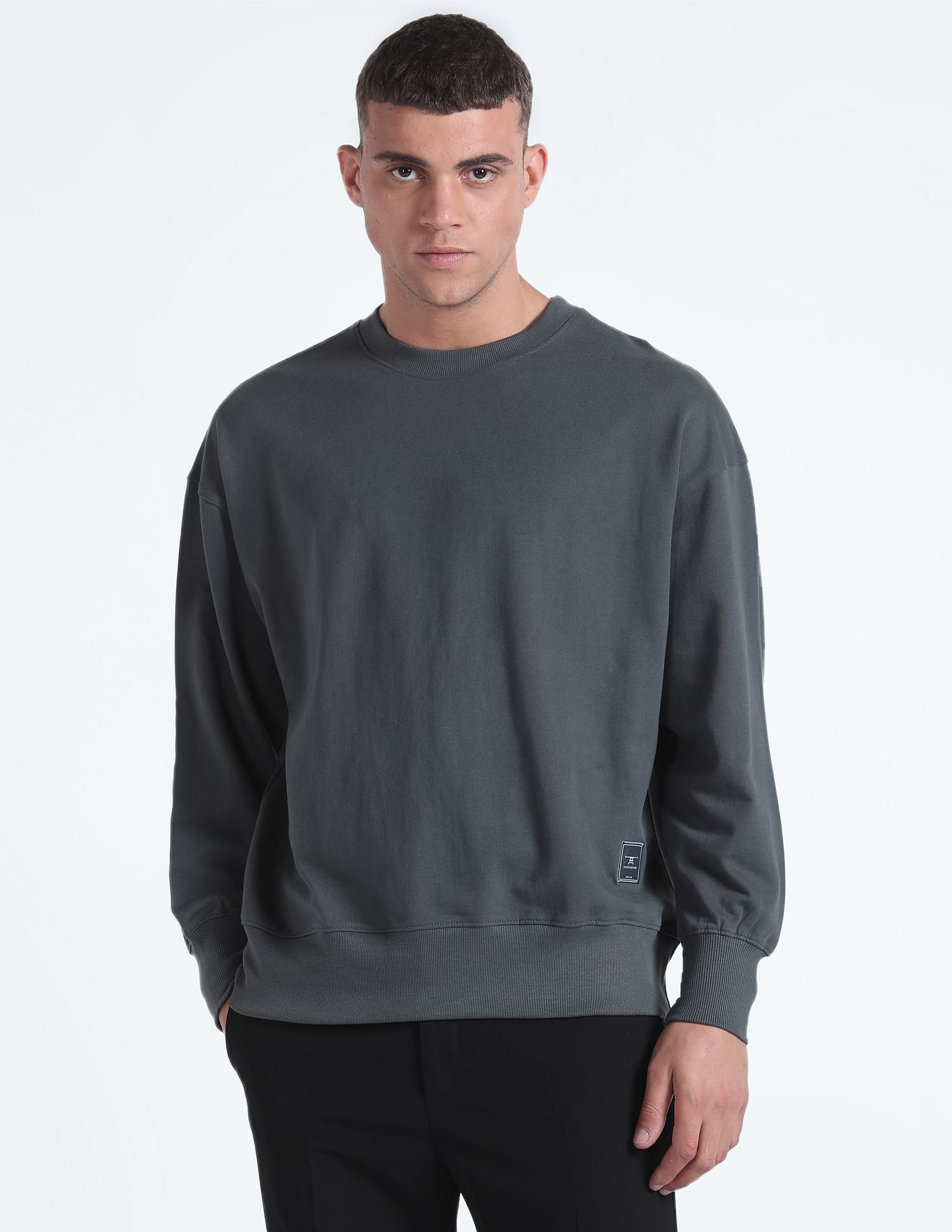 Flying Machine Oversized Solid Sweatshirt
