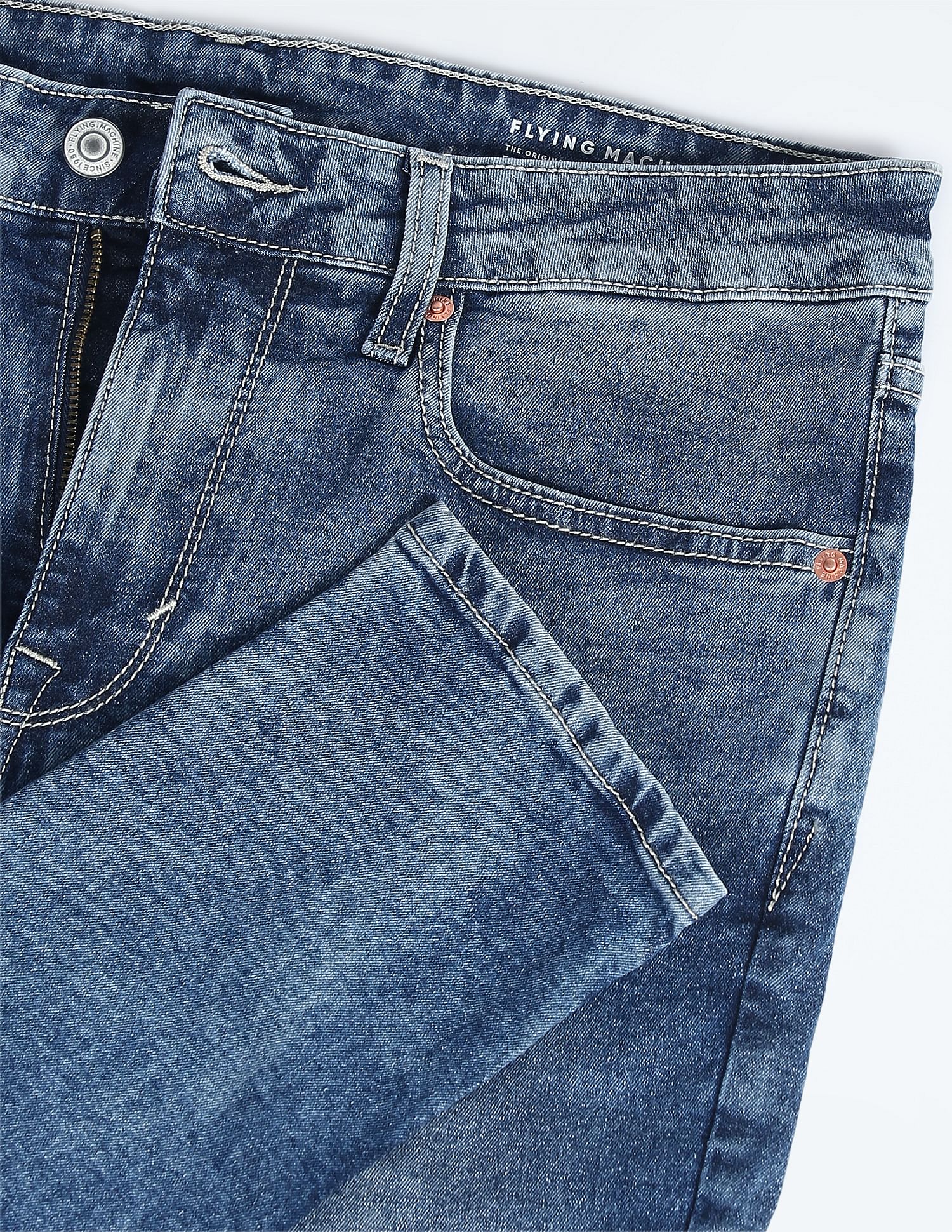Flying Machine Morrison Skinny Cropped Acid Wash Jeans