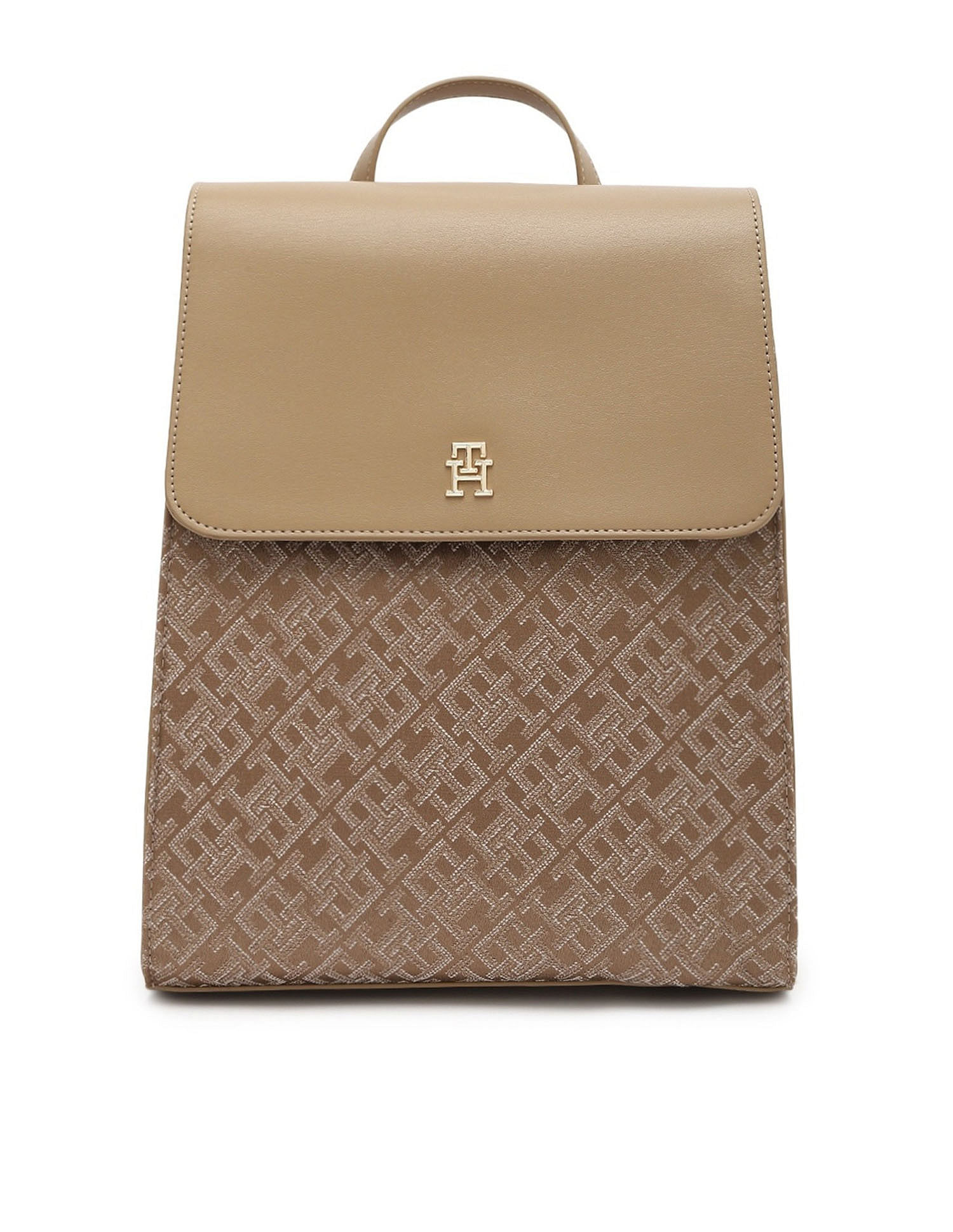 Tommy Hilfiger Logo Khaki Polyester Backpack